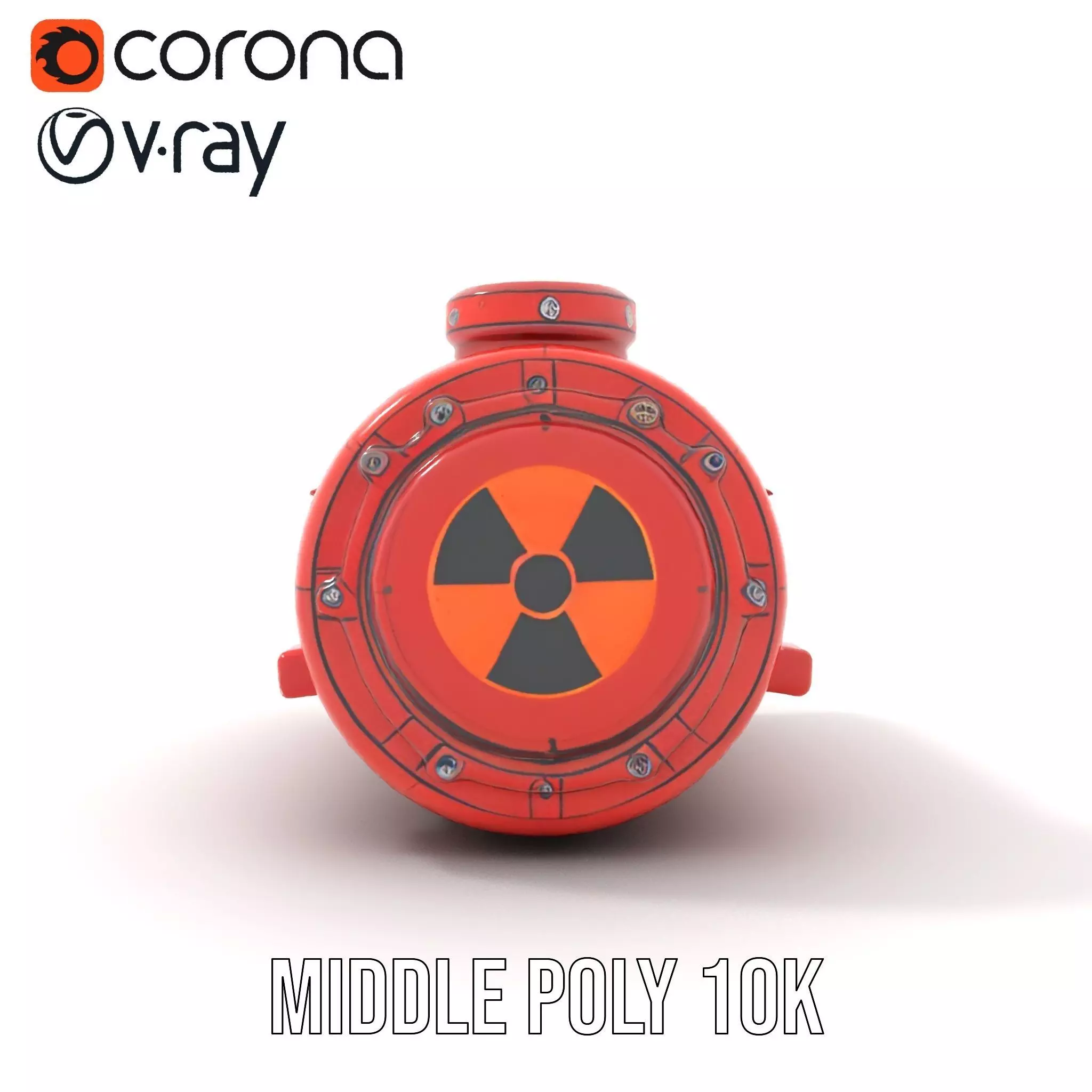 Red Torpedo Model Pack with Hazard Symbol Low-poly 3D model_12