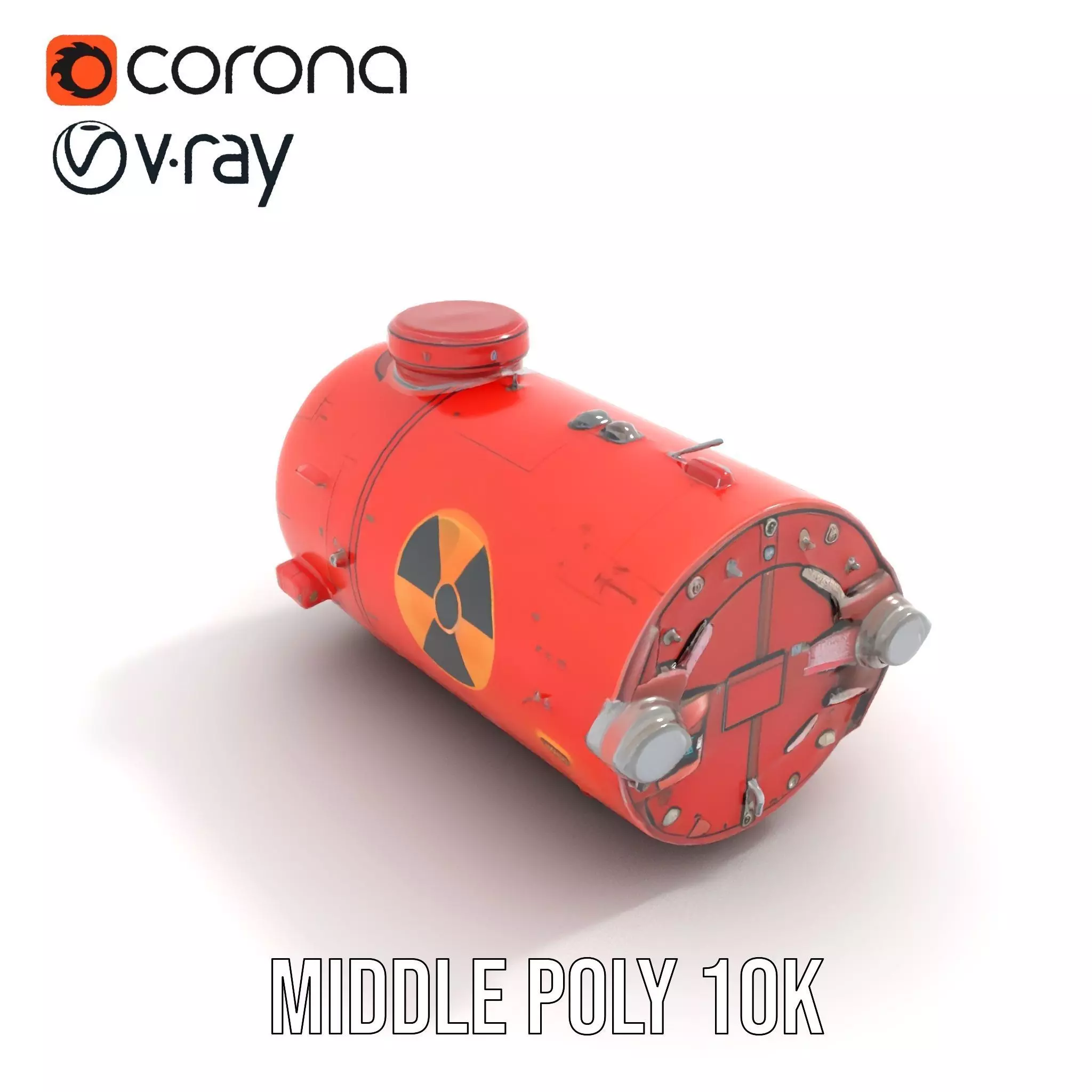 Red Torpedo Model Pack with Hazard Symbol Low-poly 3D model_6