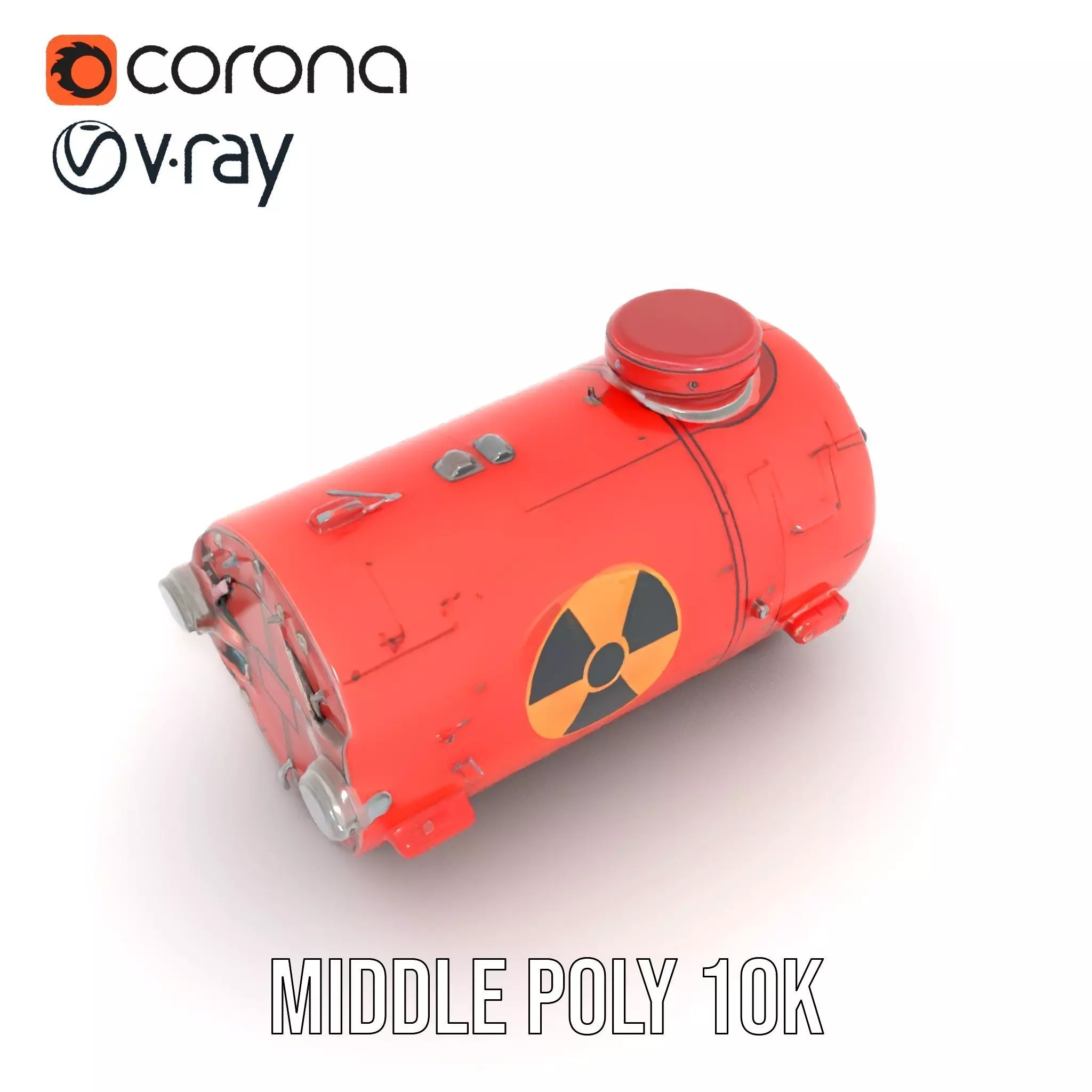 Red Torpedo Model Pack with Hazard Symbol Low-poly 3D model_14