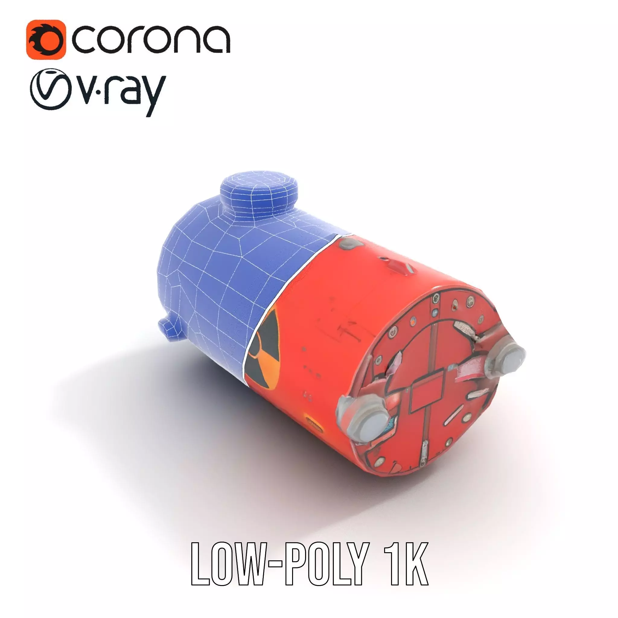 Red Torpedo Model Pack with Hazard Symbol Low-poly 3D model_20