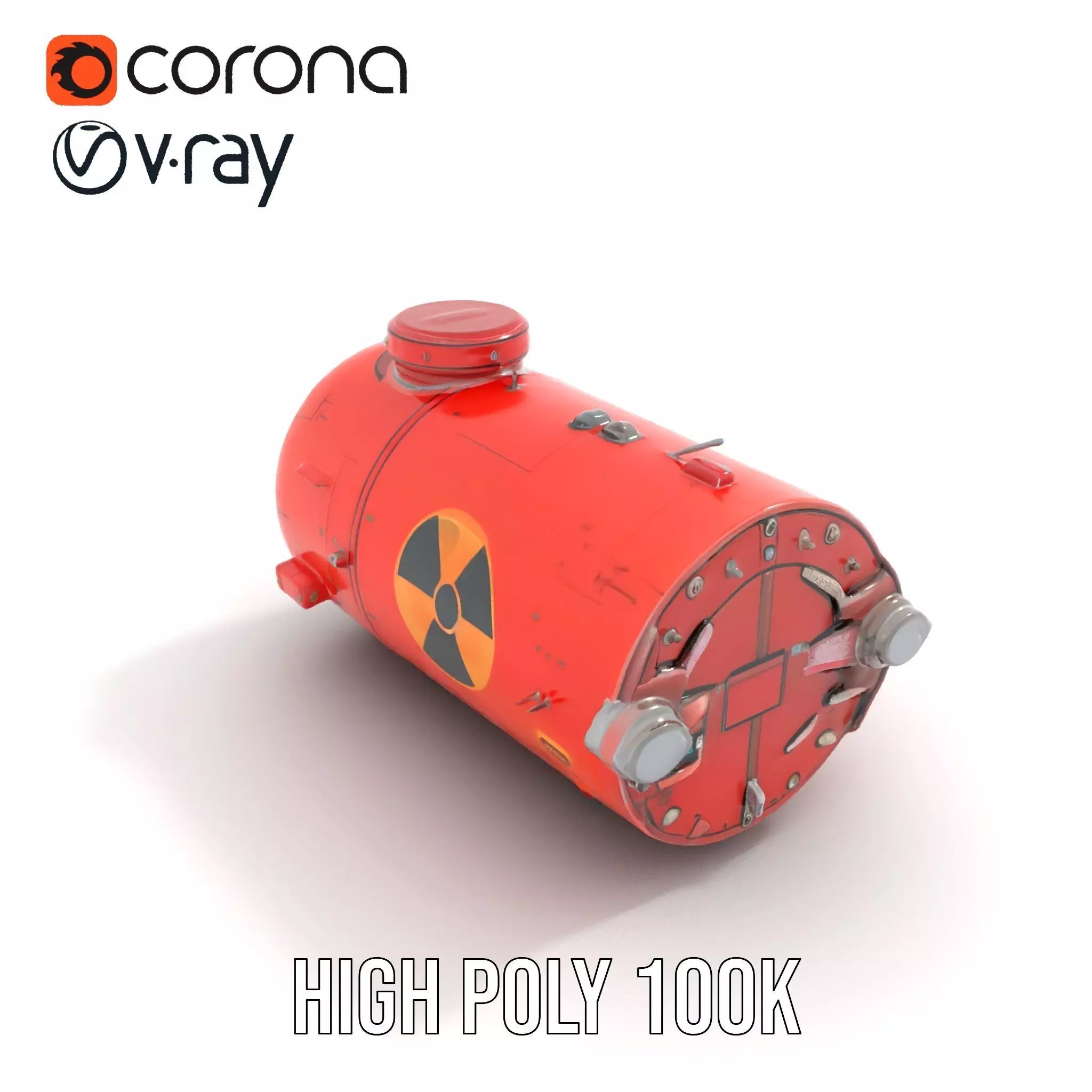 Red Torpedo Model Pack with Hazard Symbol Low-poly 3D model_24