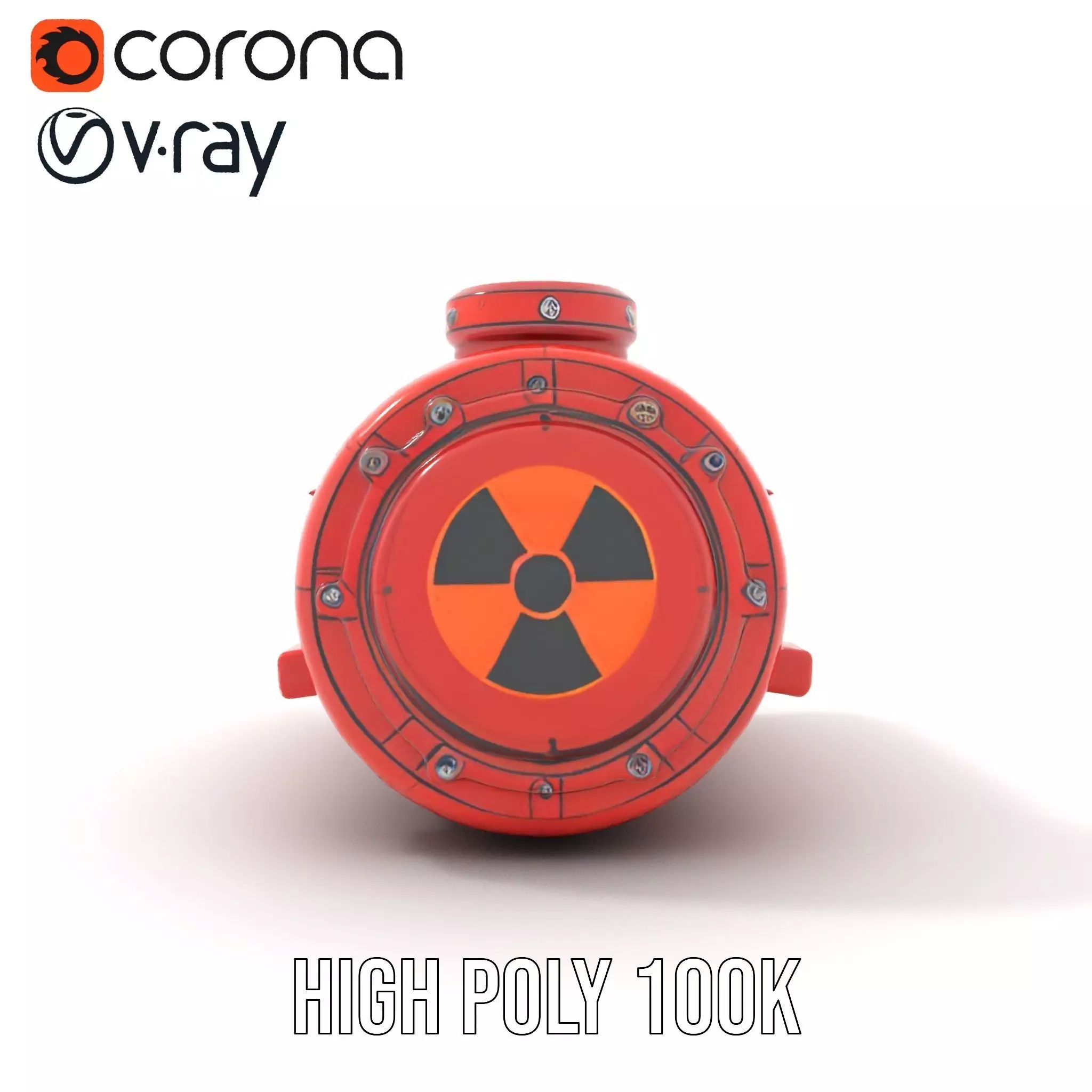 Red Torpedo Model Pack with Hazard Symbol Low-poly 3D model_27