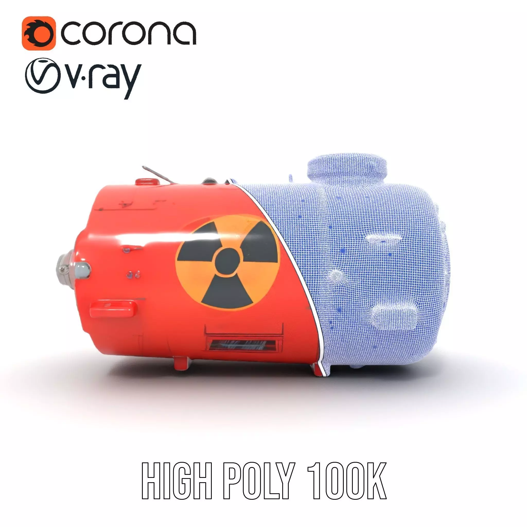 Red Torpedo Model Pack with Hazard Symbol Low-poly 3D model_34