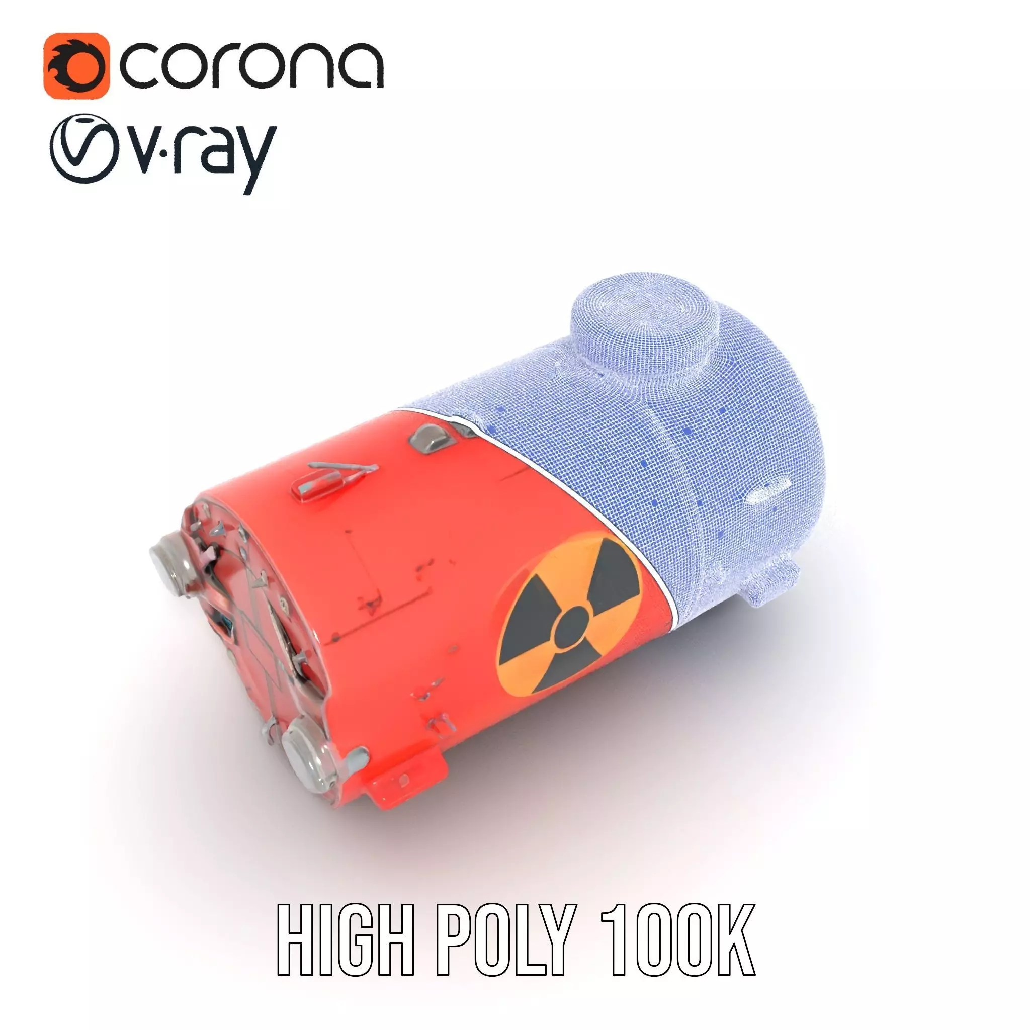 Red Torpedo Model Pack with Hazard Symbol Low-poly 3D model_33