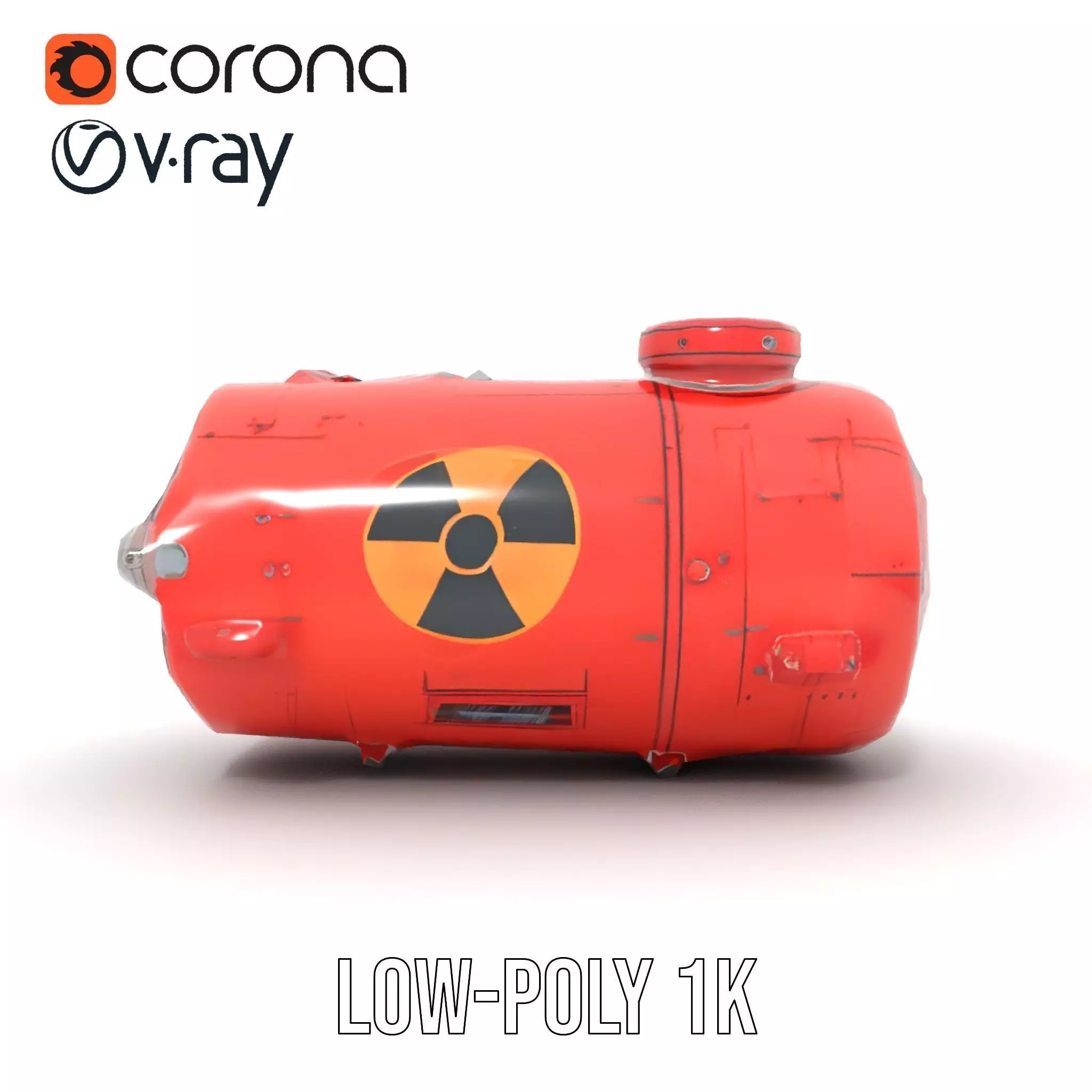 Red Torpedo Model Pack with Hazard Symbol Low-poly 3D model_15