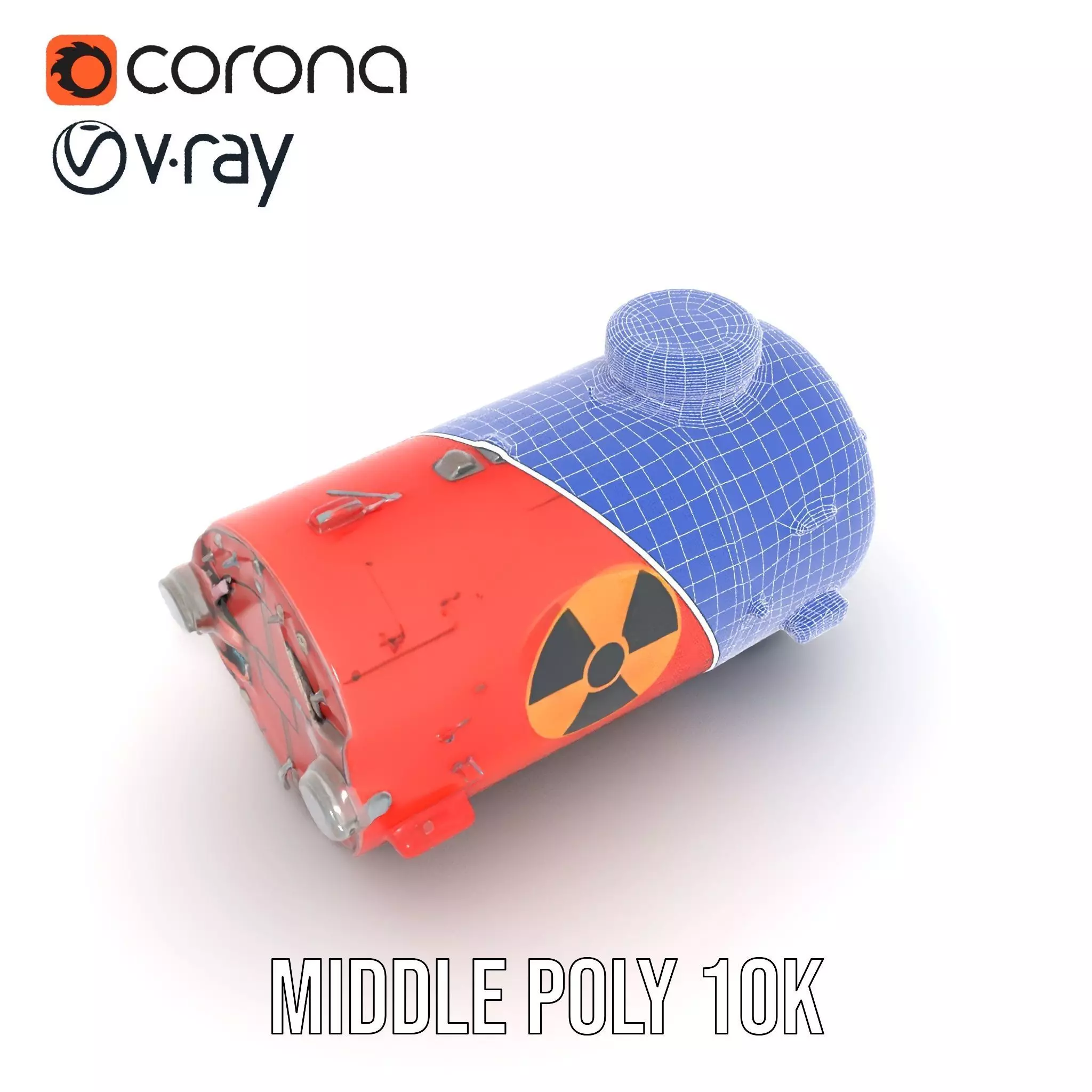 Red Torpedo Model Pack with Hazard Symbol Low-poly 3D model_31