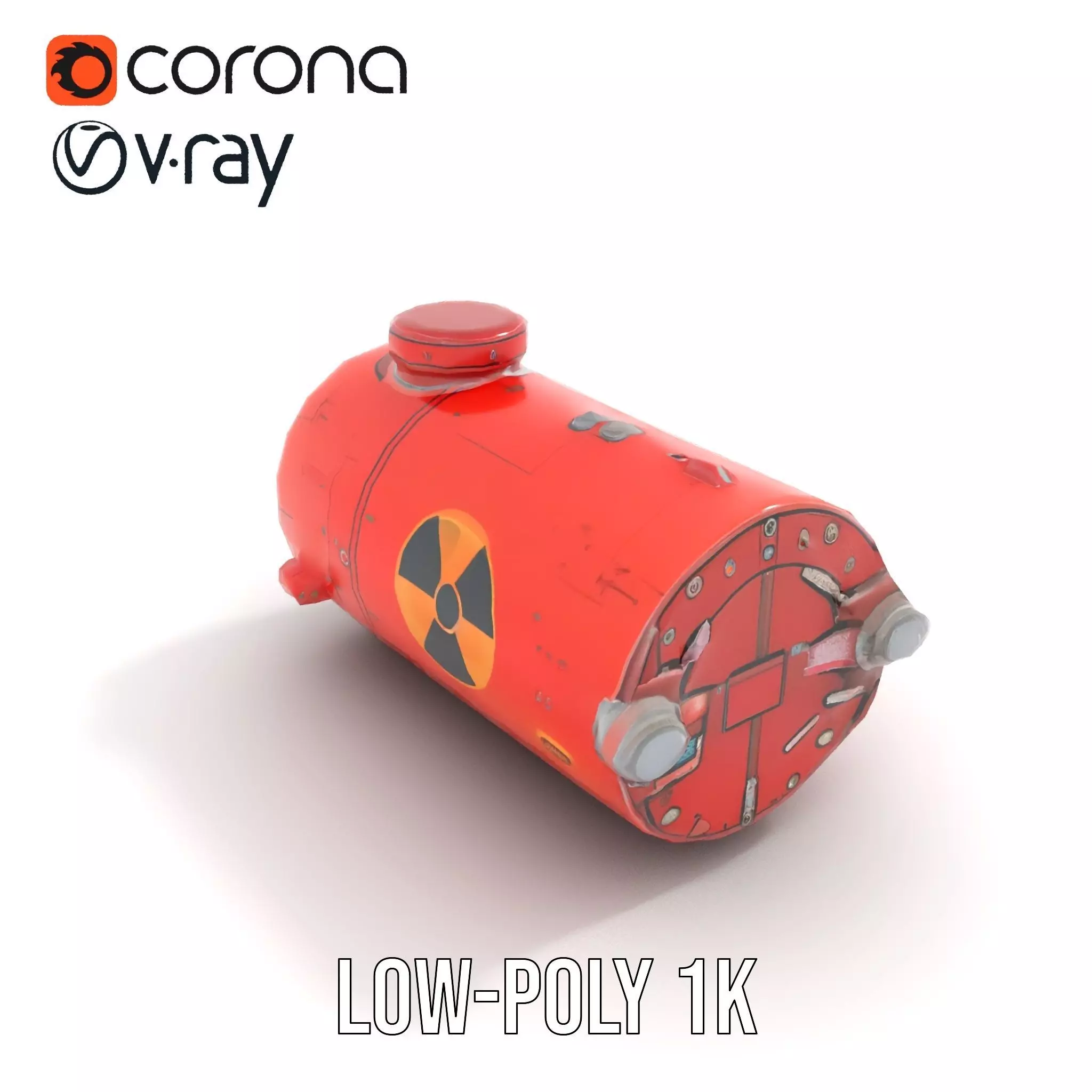Red Torpedo Model Pack with Hazard Symbol Low-poly 3D model_13