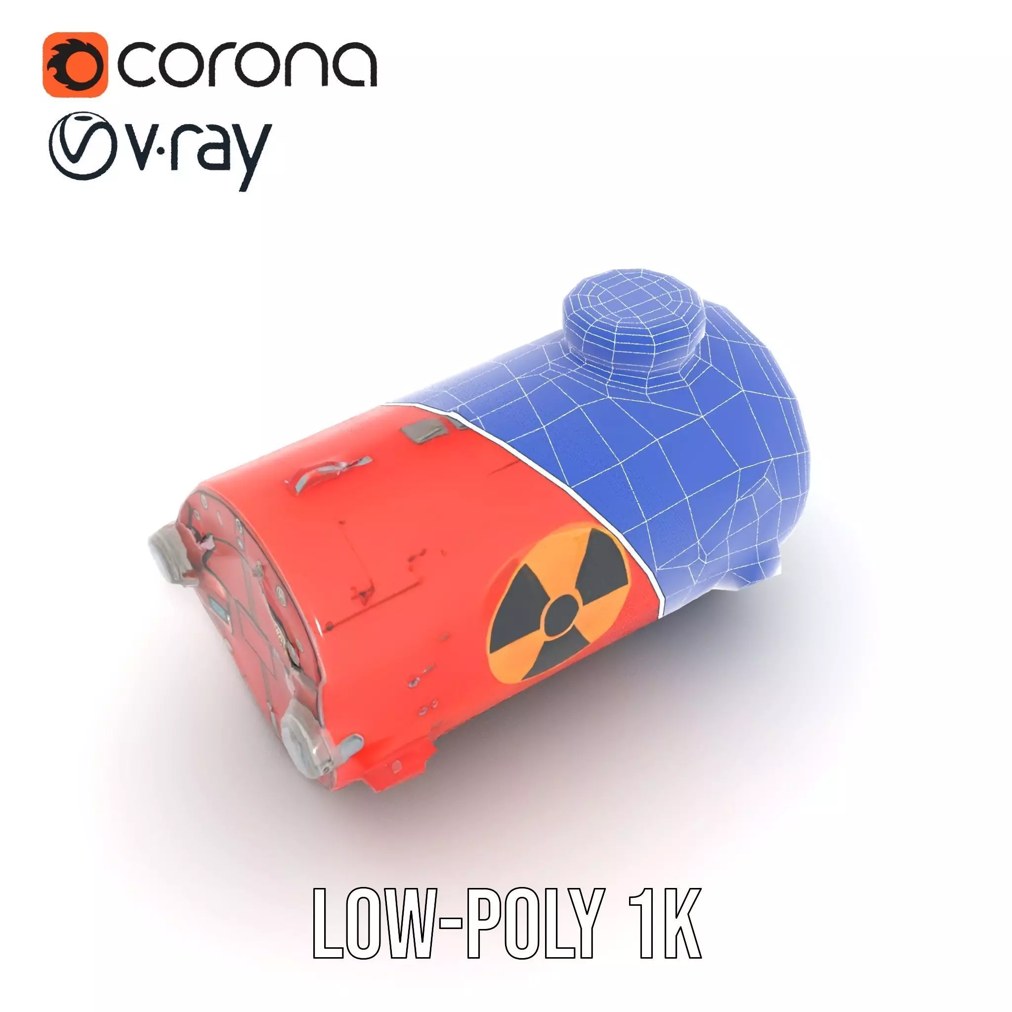 Red Torpedo Model Pack with Hazard Symbol Low-poly 3D model_23