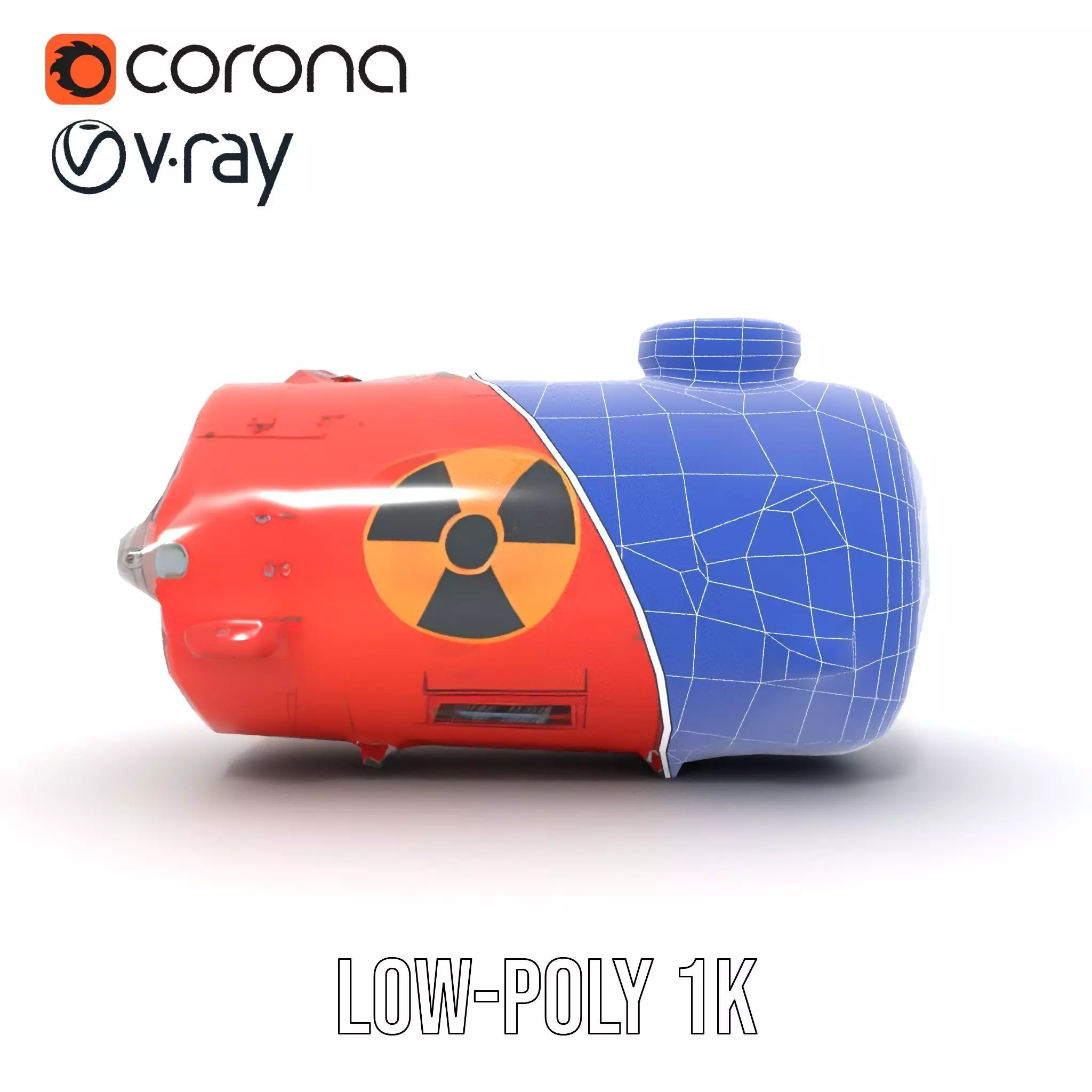Red Torpedo Model Pack with Hazard Symbol Low-poly 3D model_32