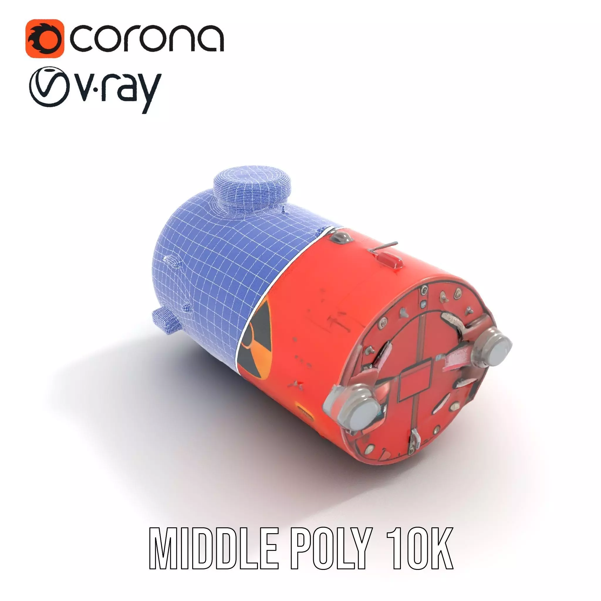 Red Torpedo Model Pack with Hazard Symbol Low-poly 3D model_25