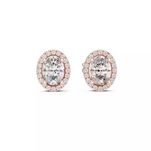 Oval Cut Halo Diamond Stud Earring 3DM STL Video 3D print model