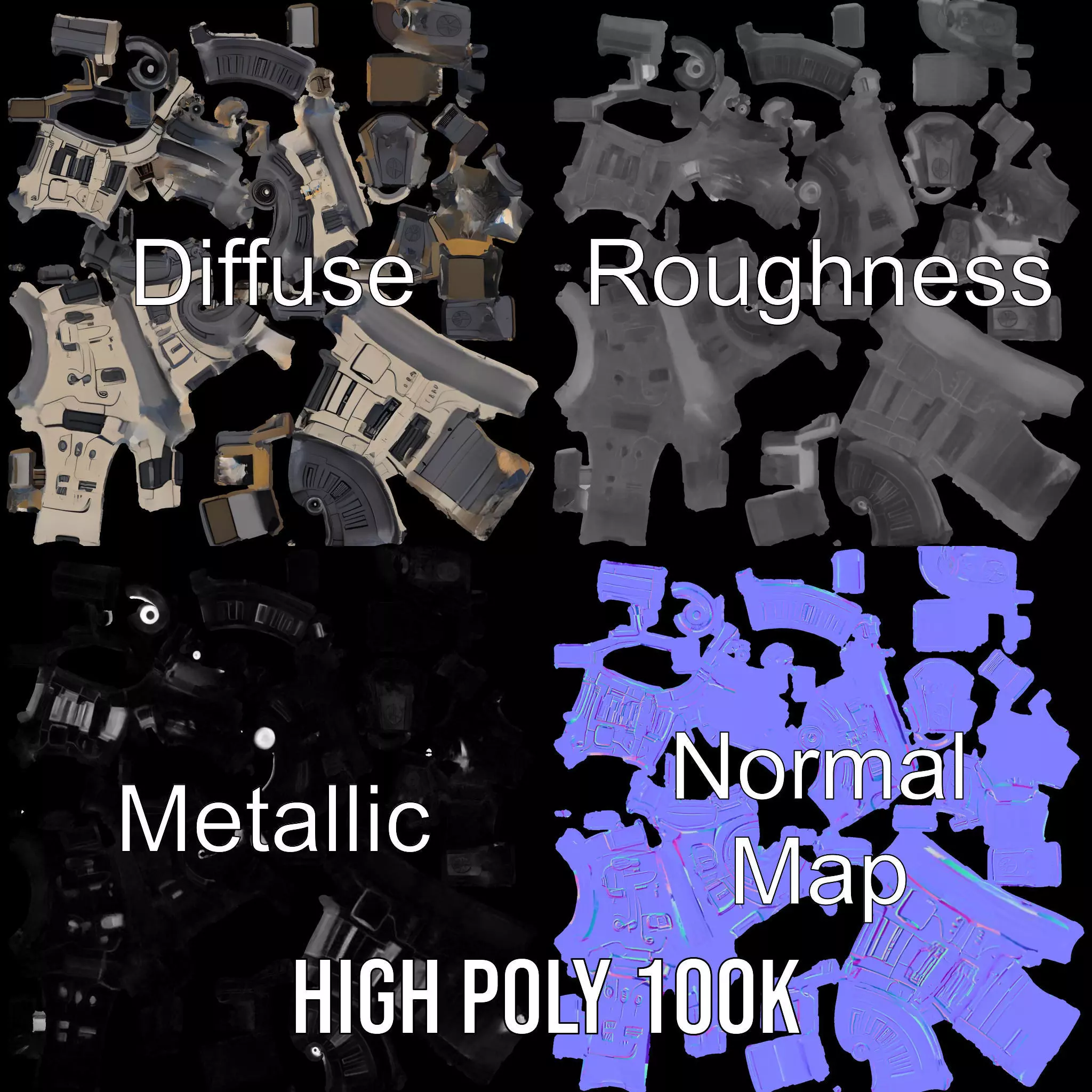 Futuristic Tactical Weapon Model Pack Low-poly 3D model_4