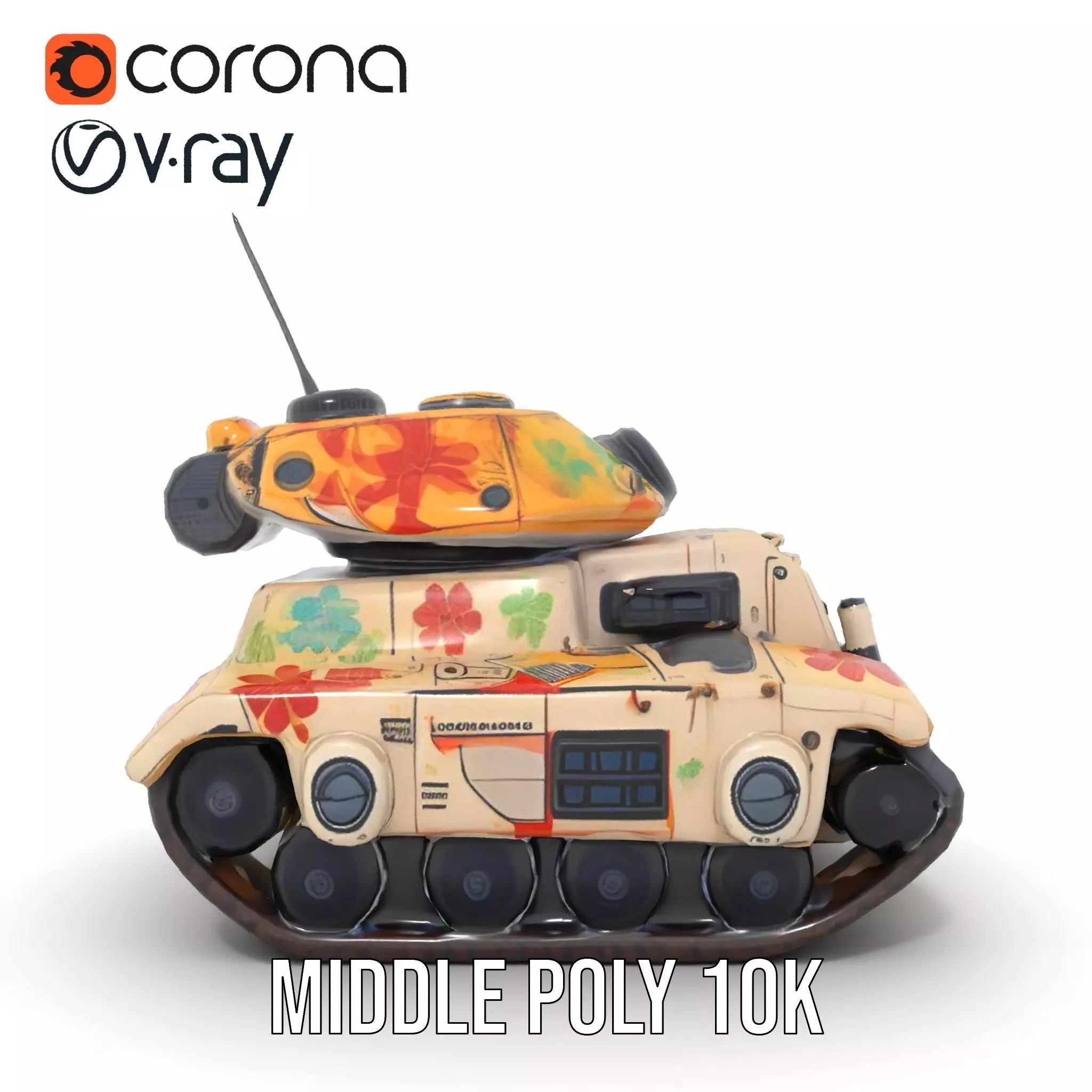 Floral Camouflage Tank Model Pack Low-poly 3D model_22