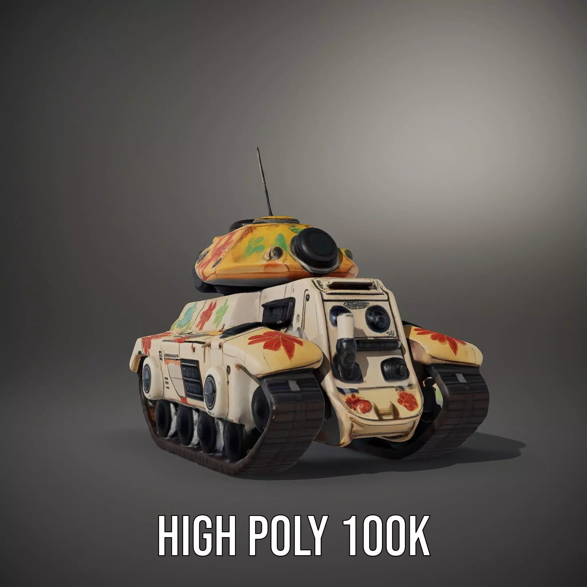 Floral Camouflage Tank Model Pack Low-poly 3D model_15