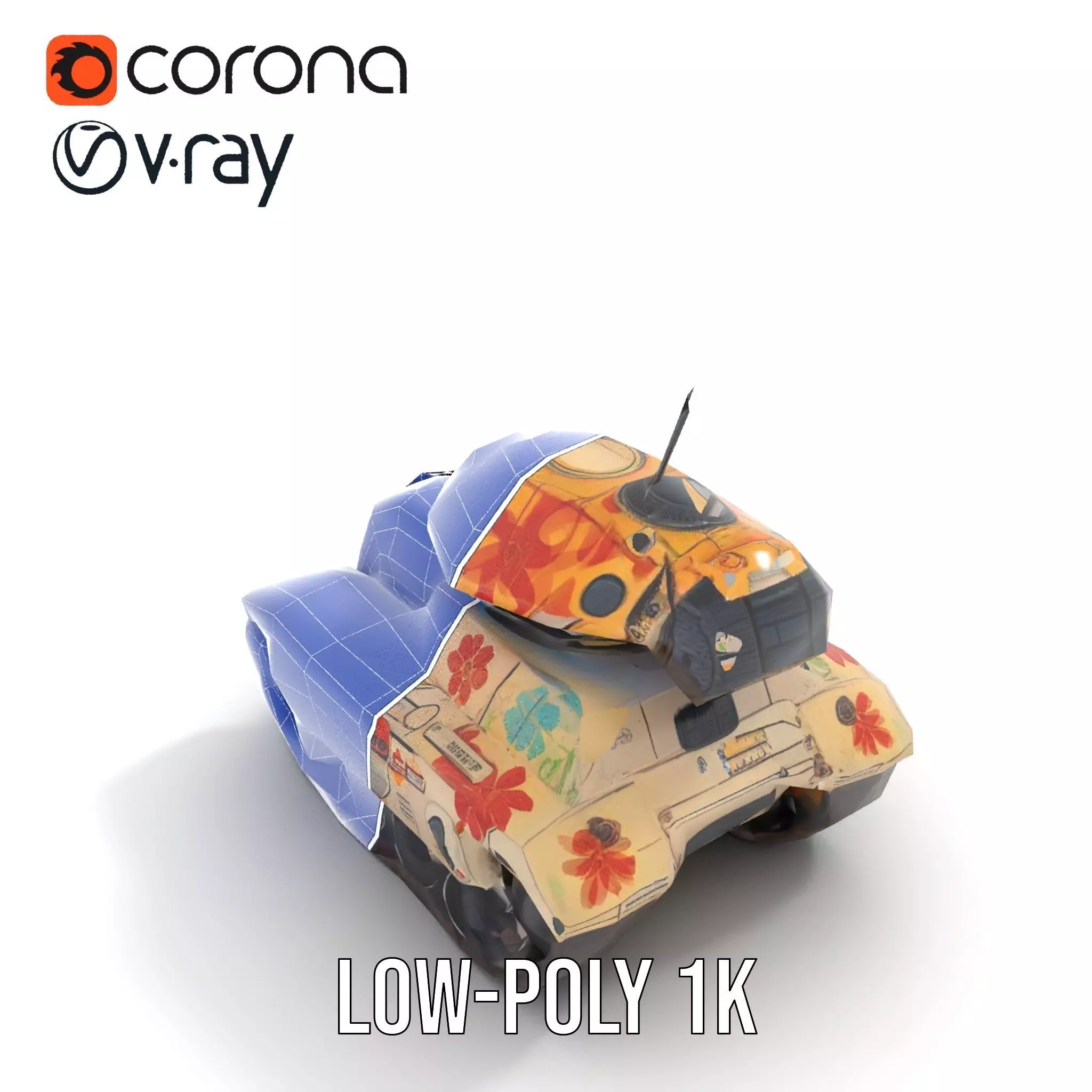 Floral Camouflage Tank Model Pack Low-poly 3D model_31