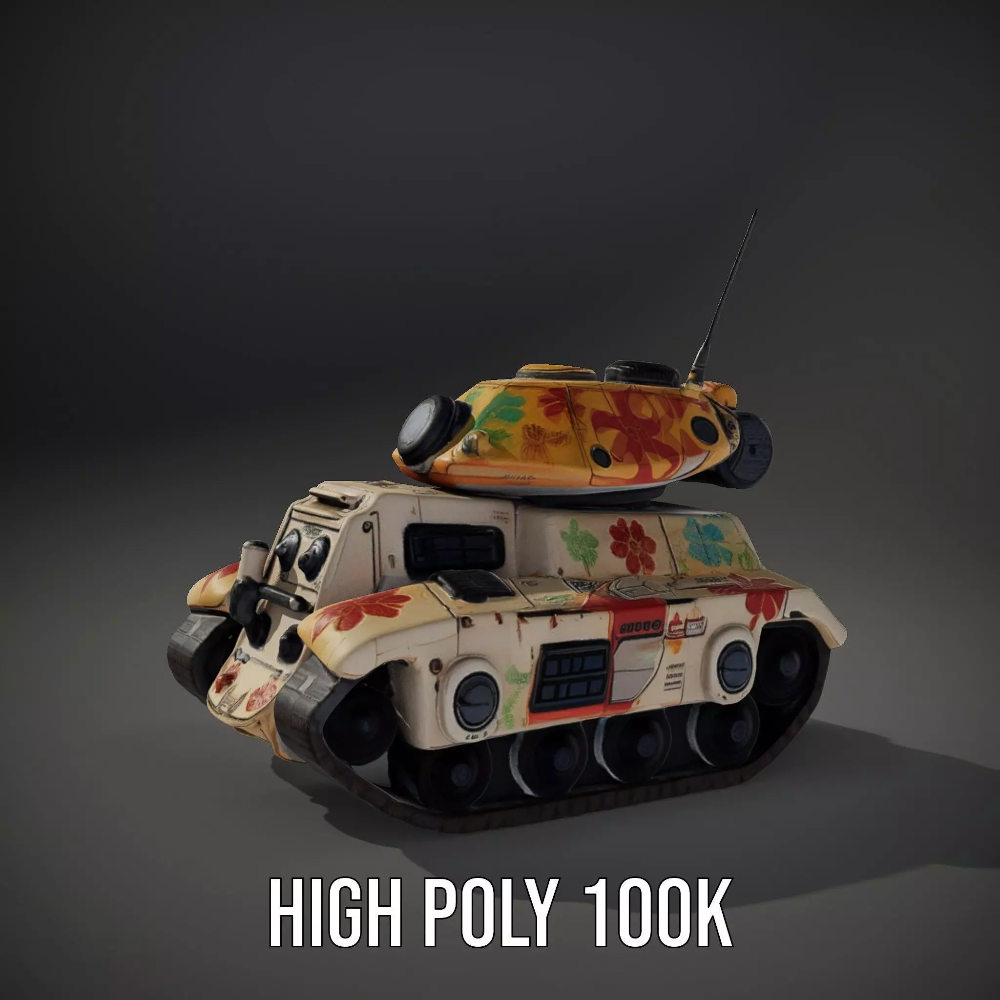 Floral Camouflage Tank Model Pack Low-poly 3D model_10