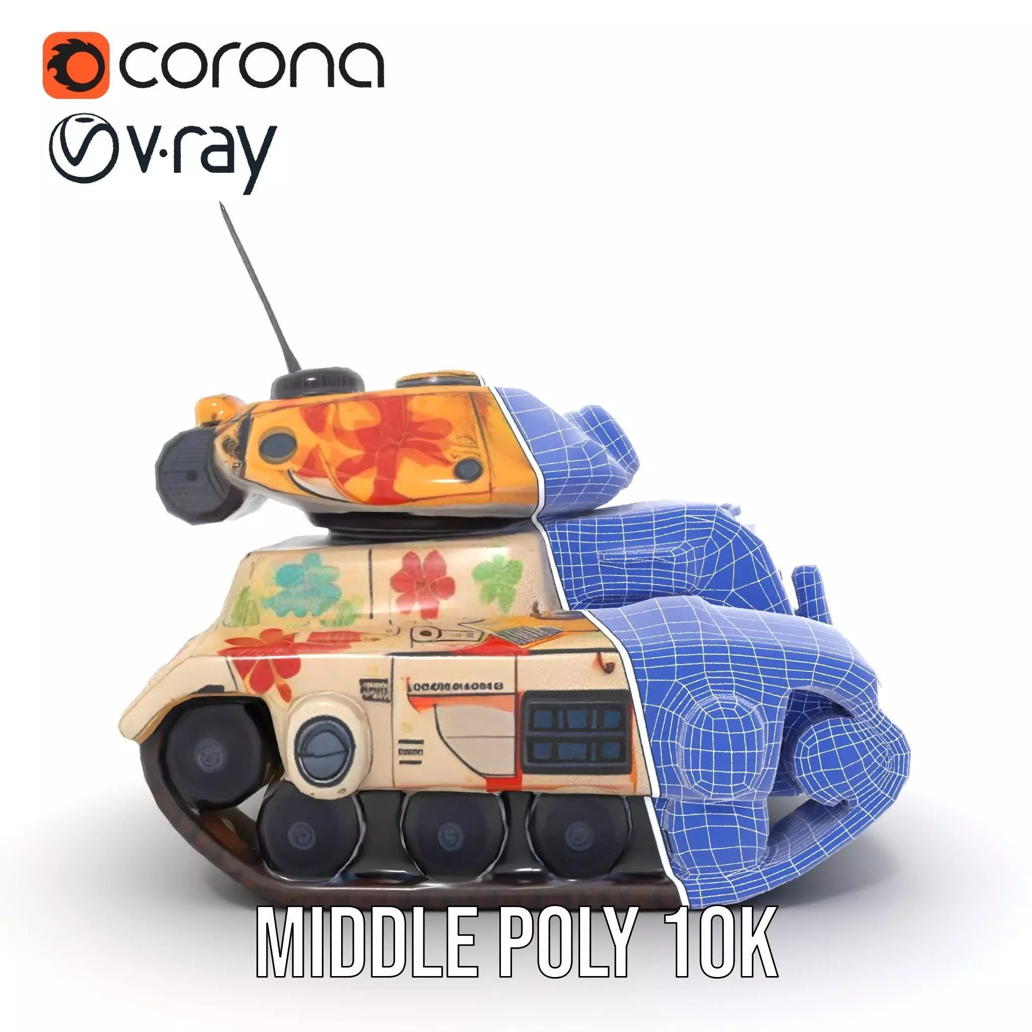 Floral Camouflage Tank Model Pack Low-poly 3D model_19