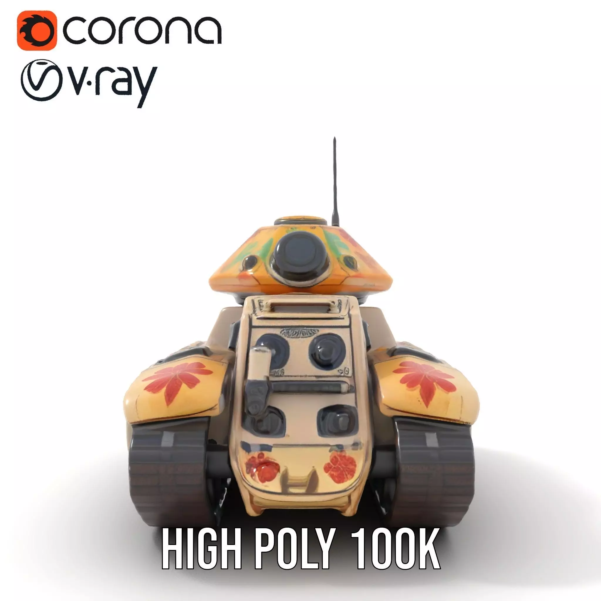 Floral Camouflage Tank Model Pack Low-poly 3D model_24