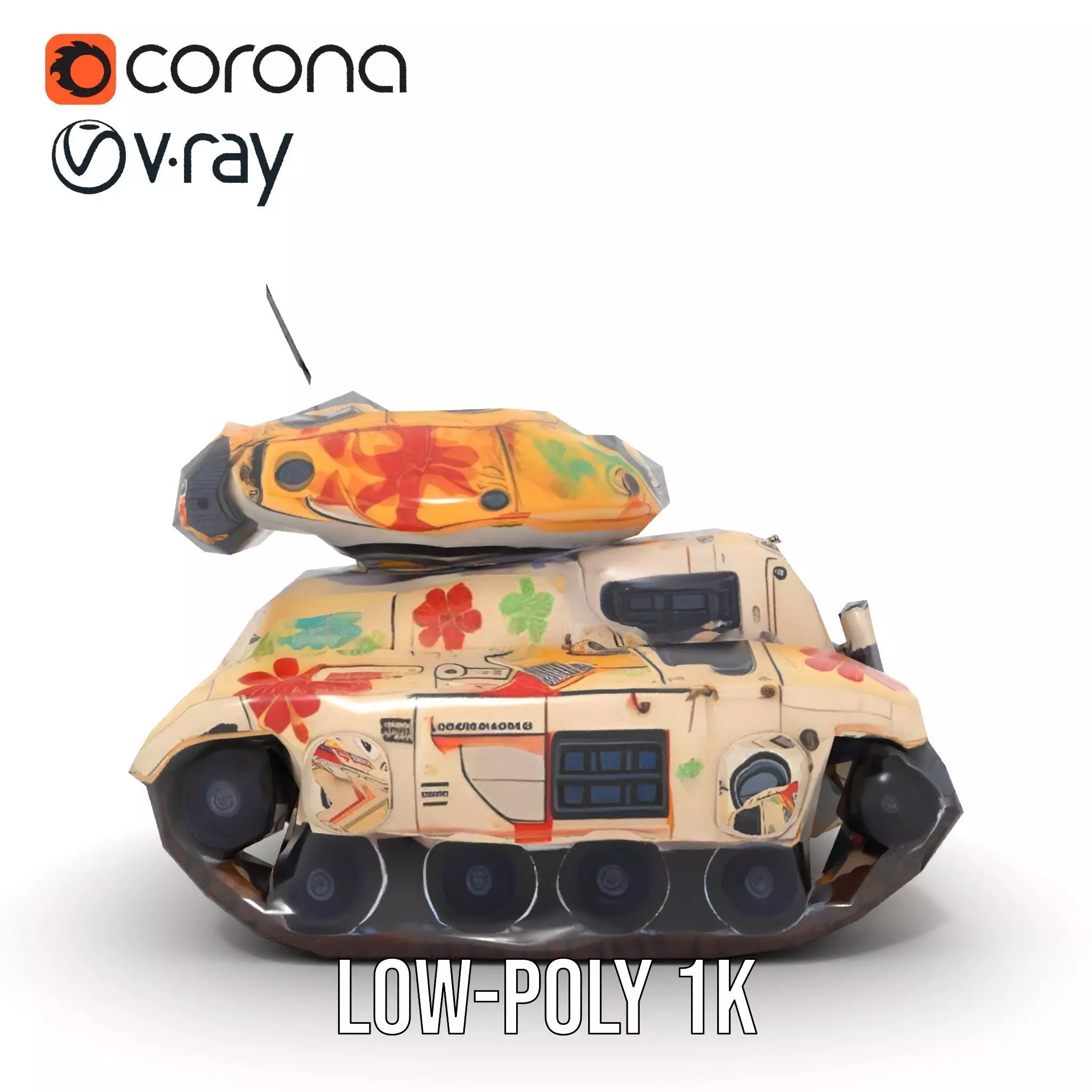 Floral Camouflage Tank Model Pack Low-poly 3D model_8