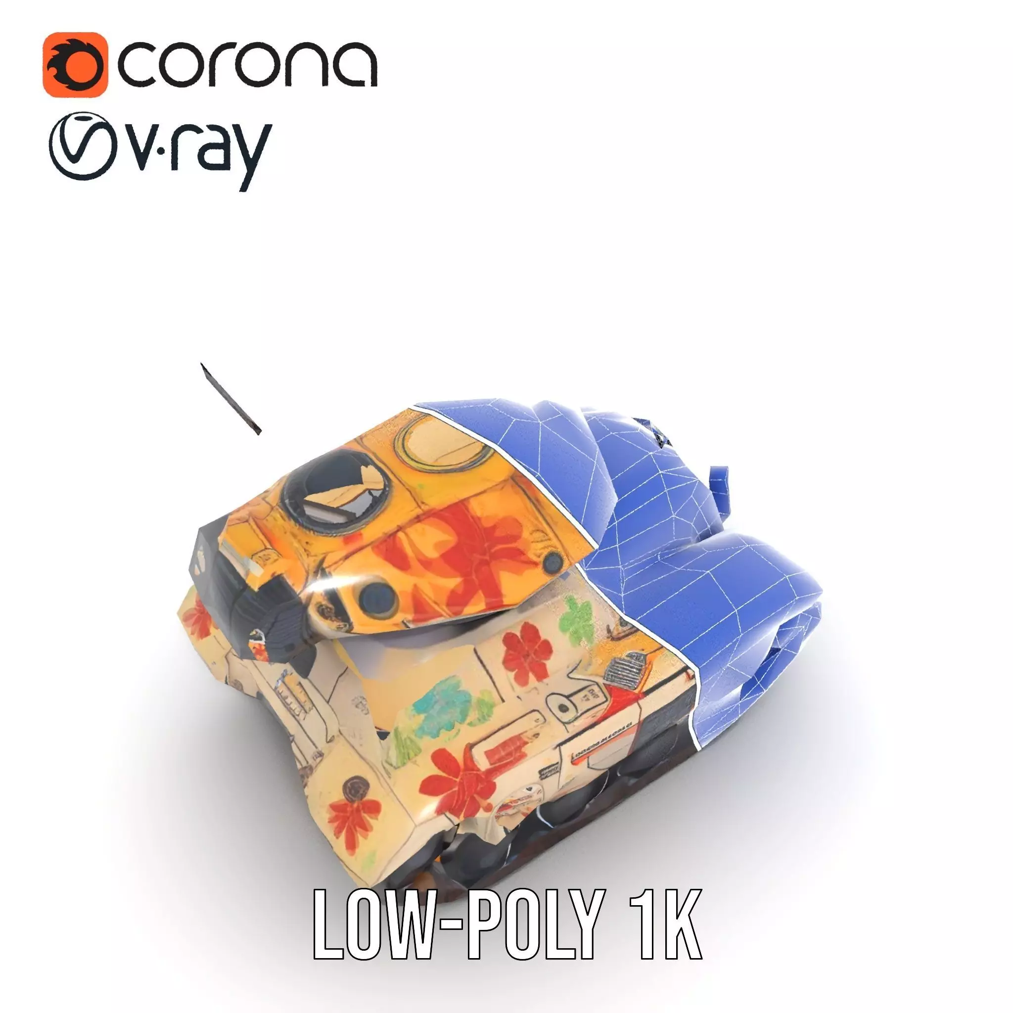 Floral Camouflage Tank Model Pack Low-poly 3D model_20