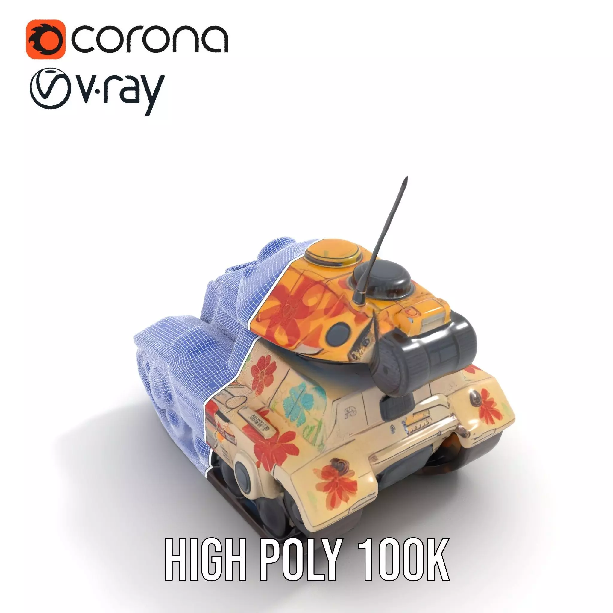 Floral Camouflage Tank Model Pack Low-poly 3D model_33