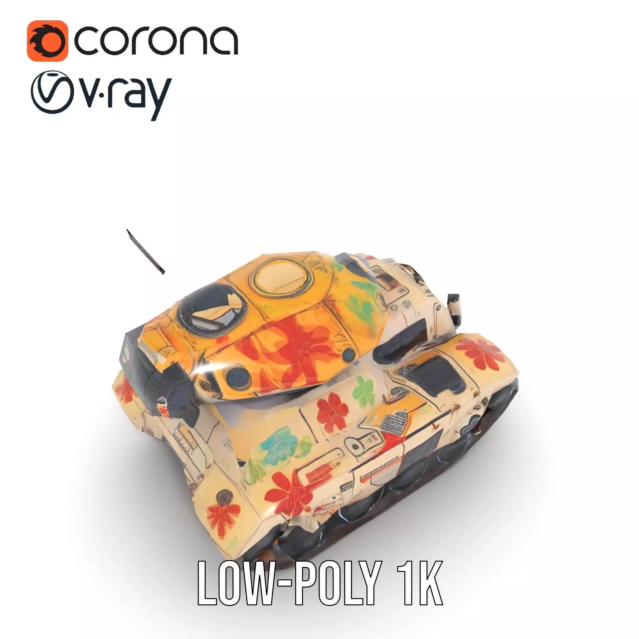 Floral Camouflage Tank Model Pack Low-poly 3D model_17