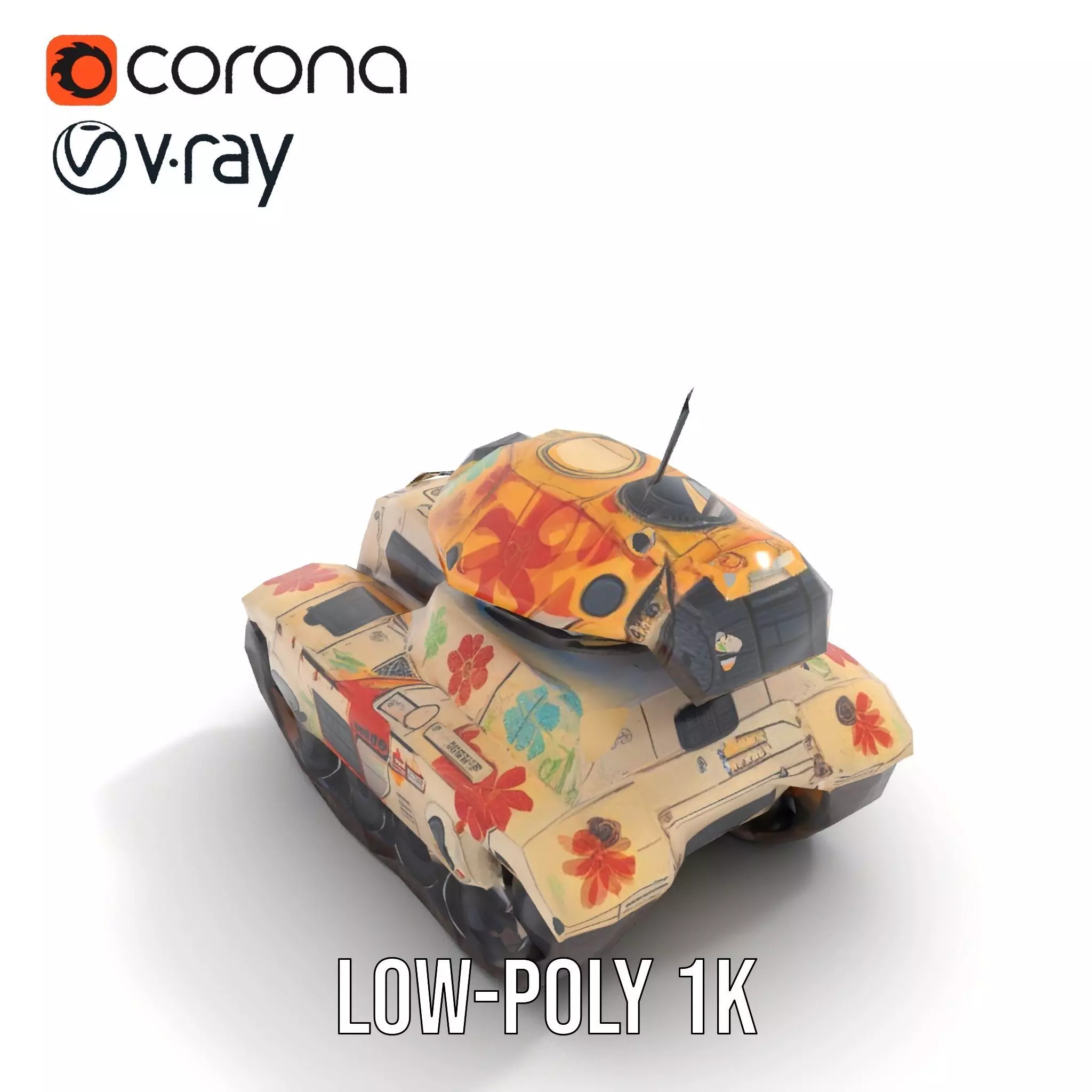 Floral Camouflage Tank Model Pack Low-poly 3D model_12