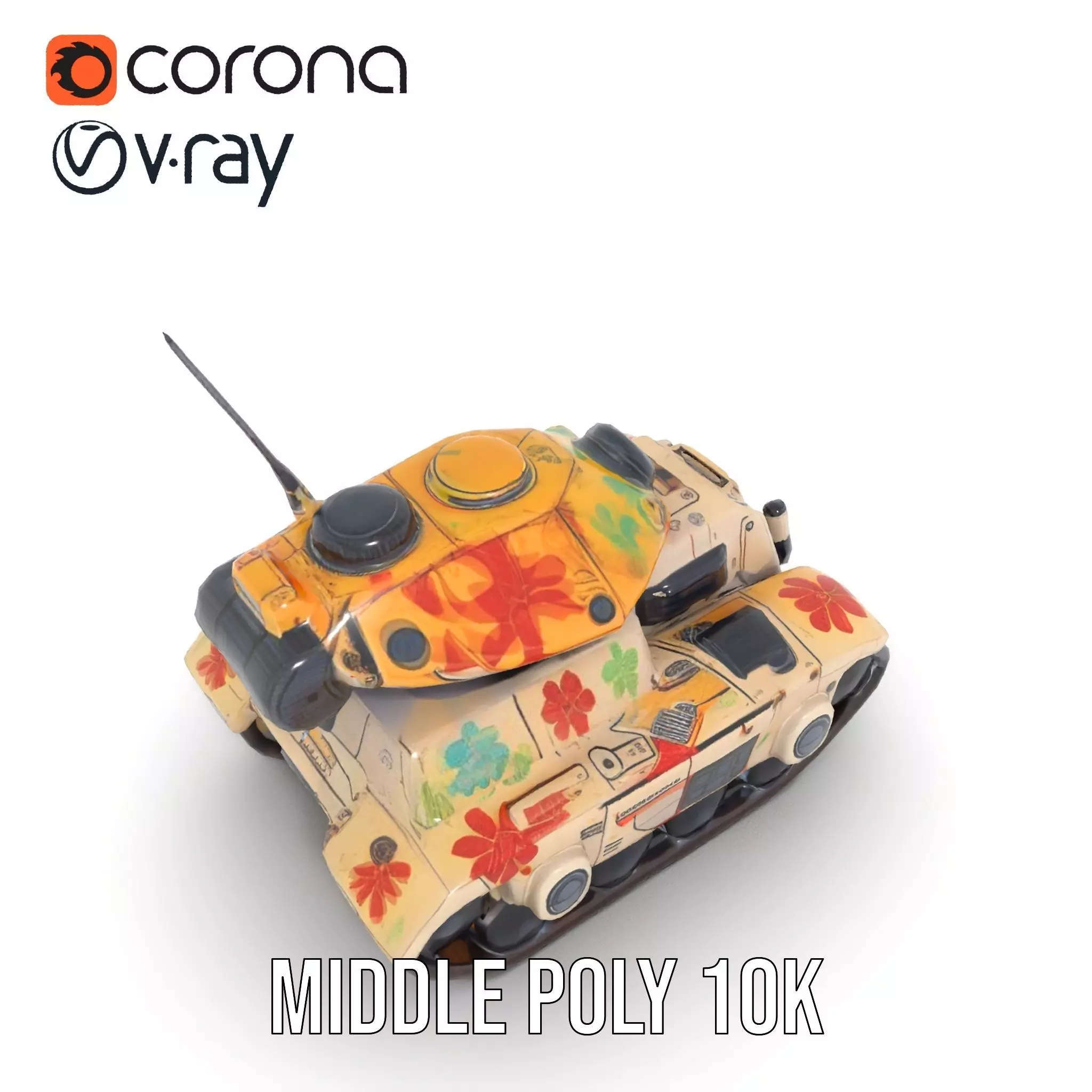 Floral Camouflage Tank Model Pack Low-poly 3D model_6