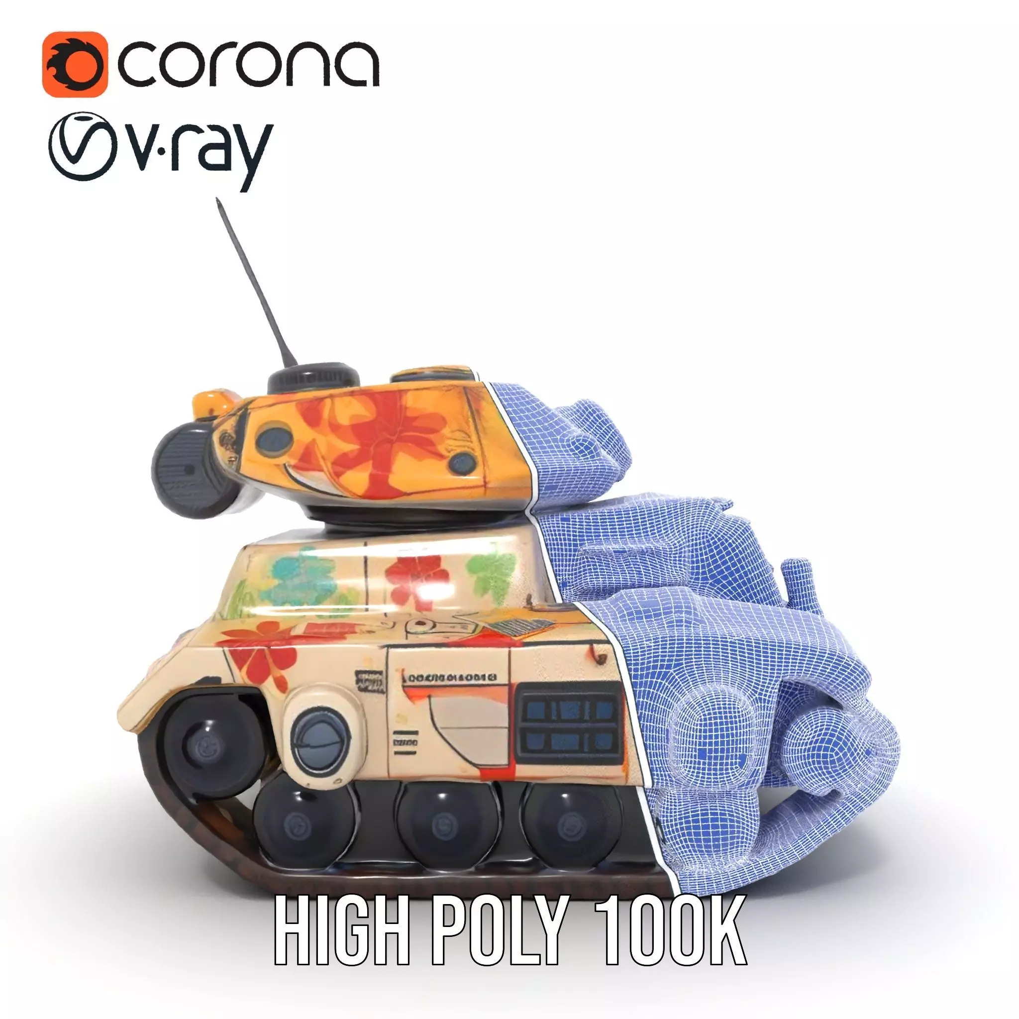 Floral Camouflage Tank Model Pack Low-poly 3D model_32