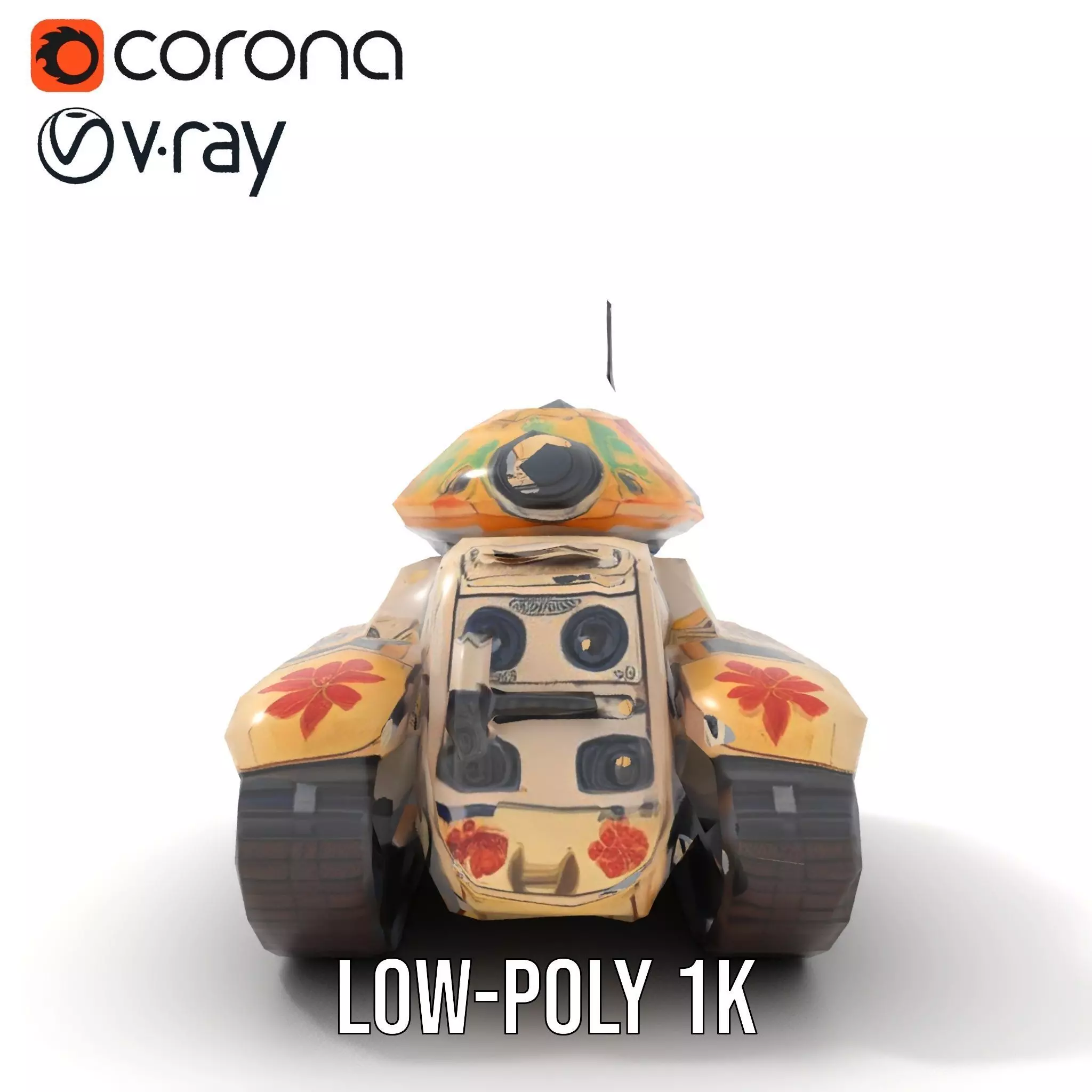 Floral Camouflage Tank Model Pack Low-poly 3D model_9