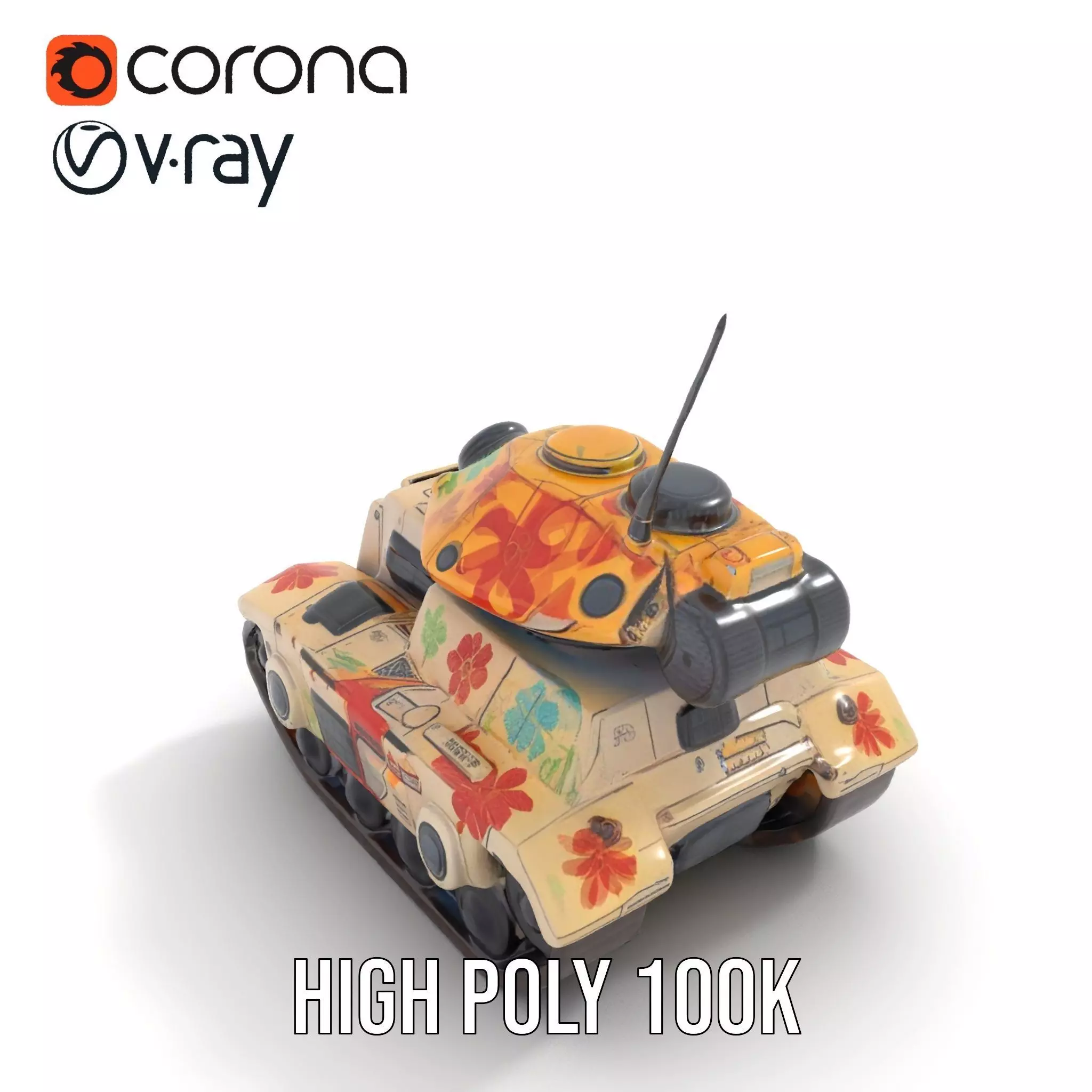 Floral Camouflage Tank Model Pack Low-poly 3D model_18