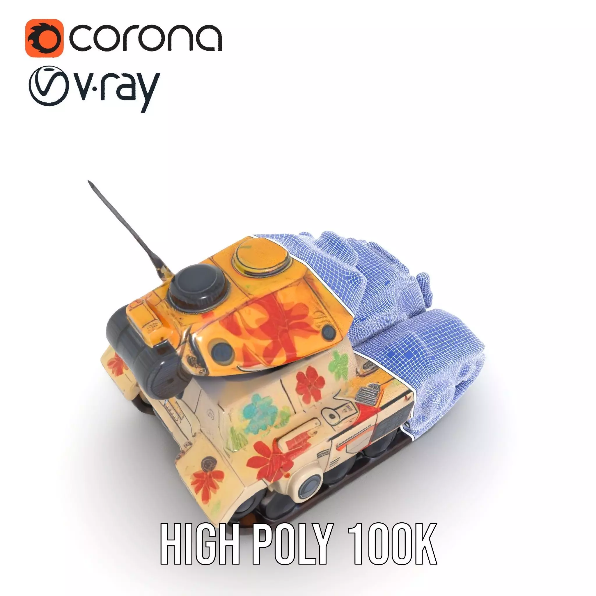 Floral Camouflage Tank Model Pack Low-poly 3D model_35