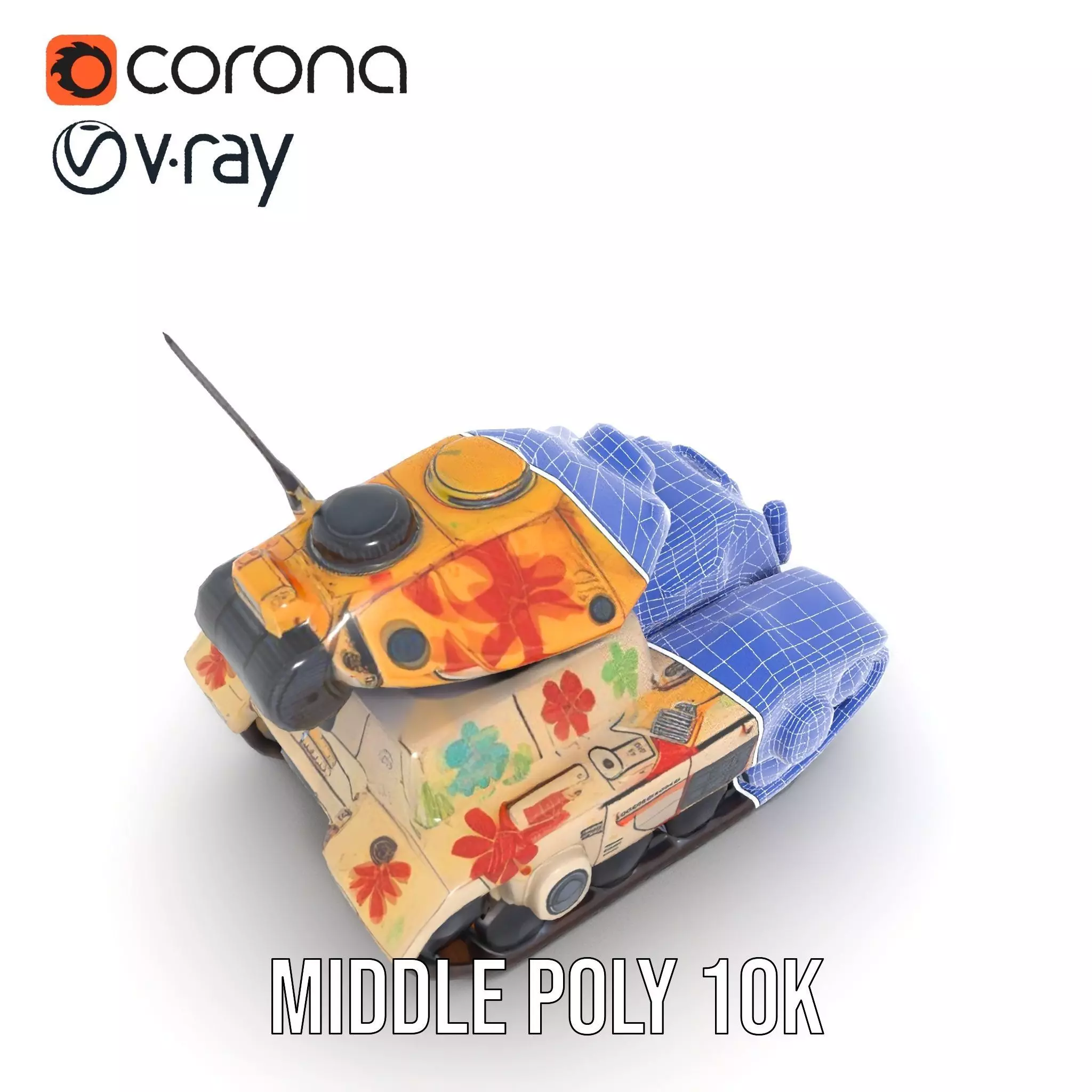 Floral Camouflage Tank Model Pack Low-poly 3D model_13