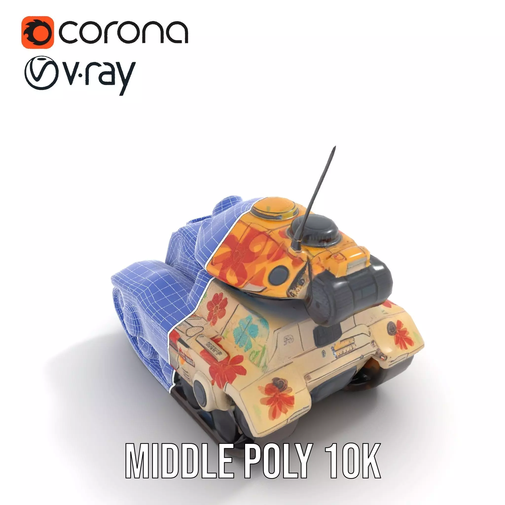 Floral Camouflage Tank Model Pack Low-poly 3D model_25