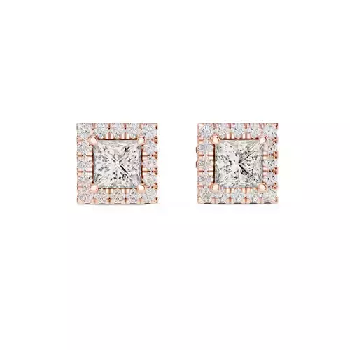 Princess Cut Diamond Halo Earring 3DM STL Video 3D print model