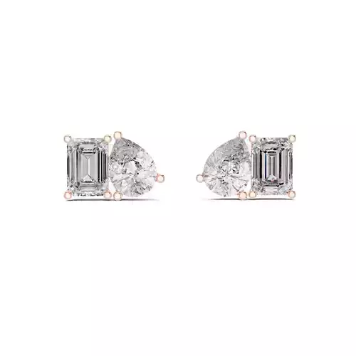 Toi Et Moi Emerald and Pear Cut Diamond Earring 3DM STL Video