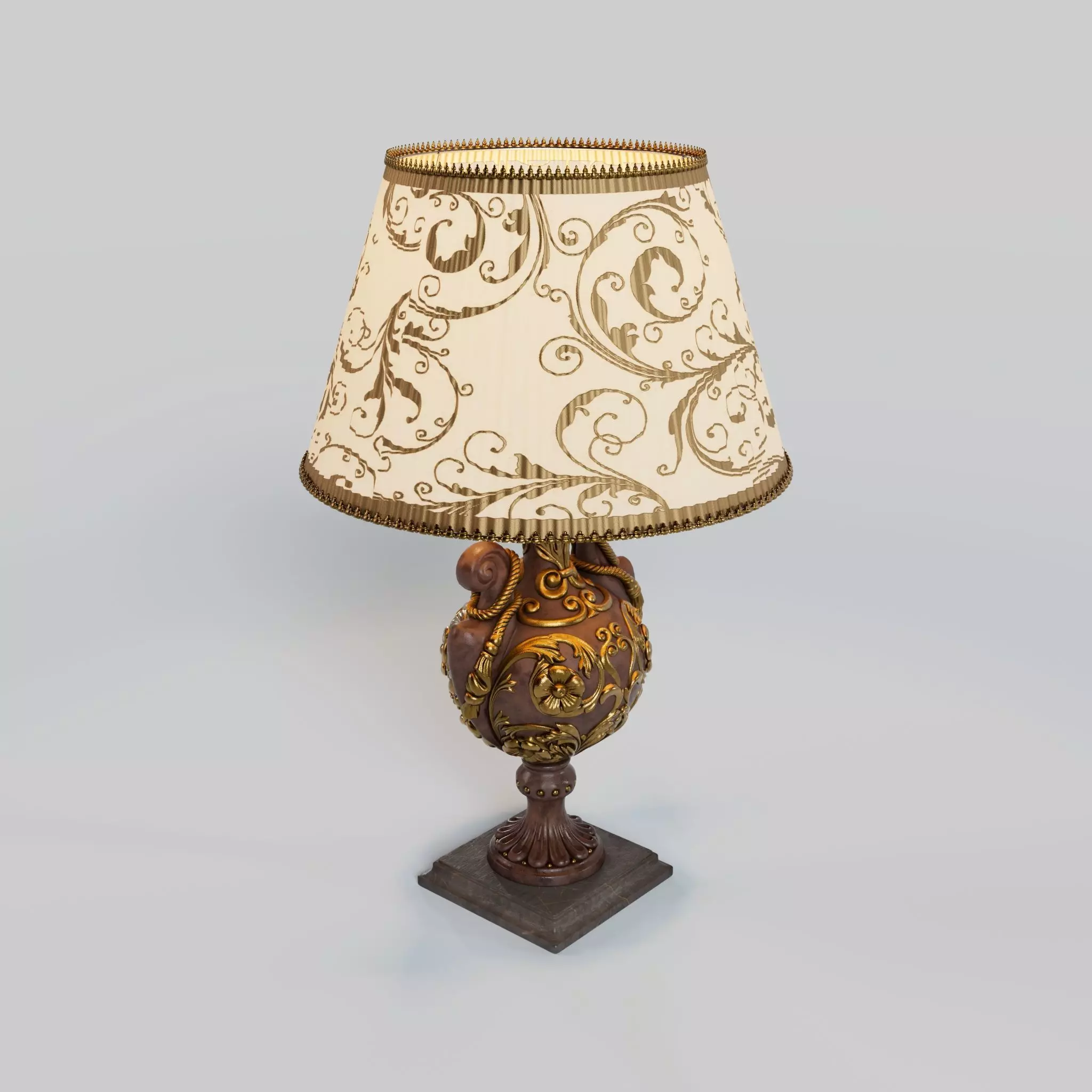Vintage Table Lamp - Baroque Style 3D model_1