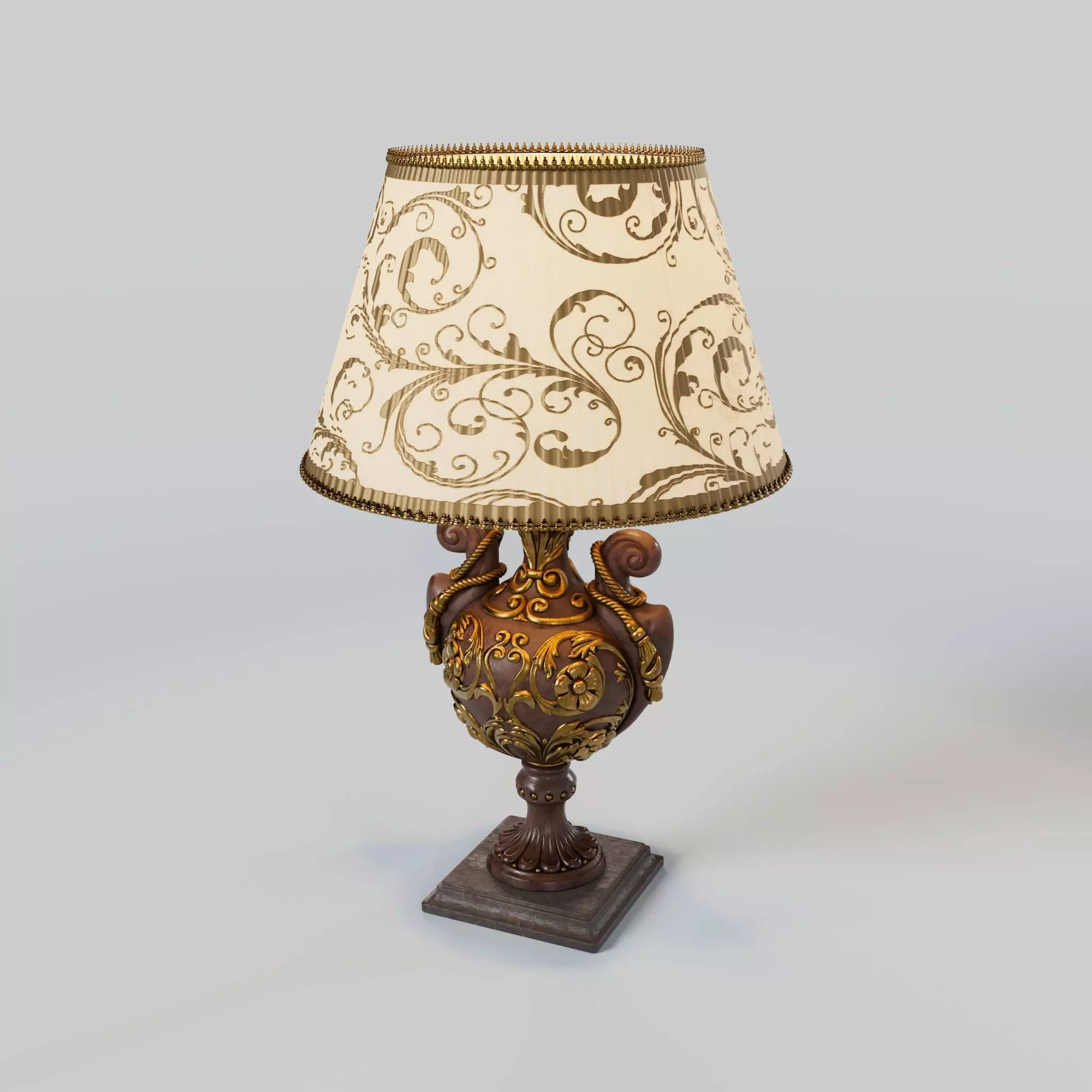 Vintage Table Lamp - Baroque Style 3D model_0