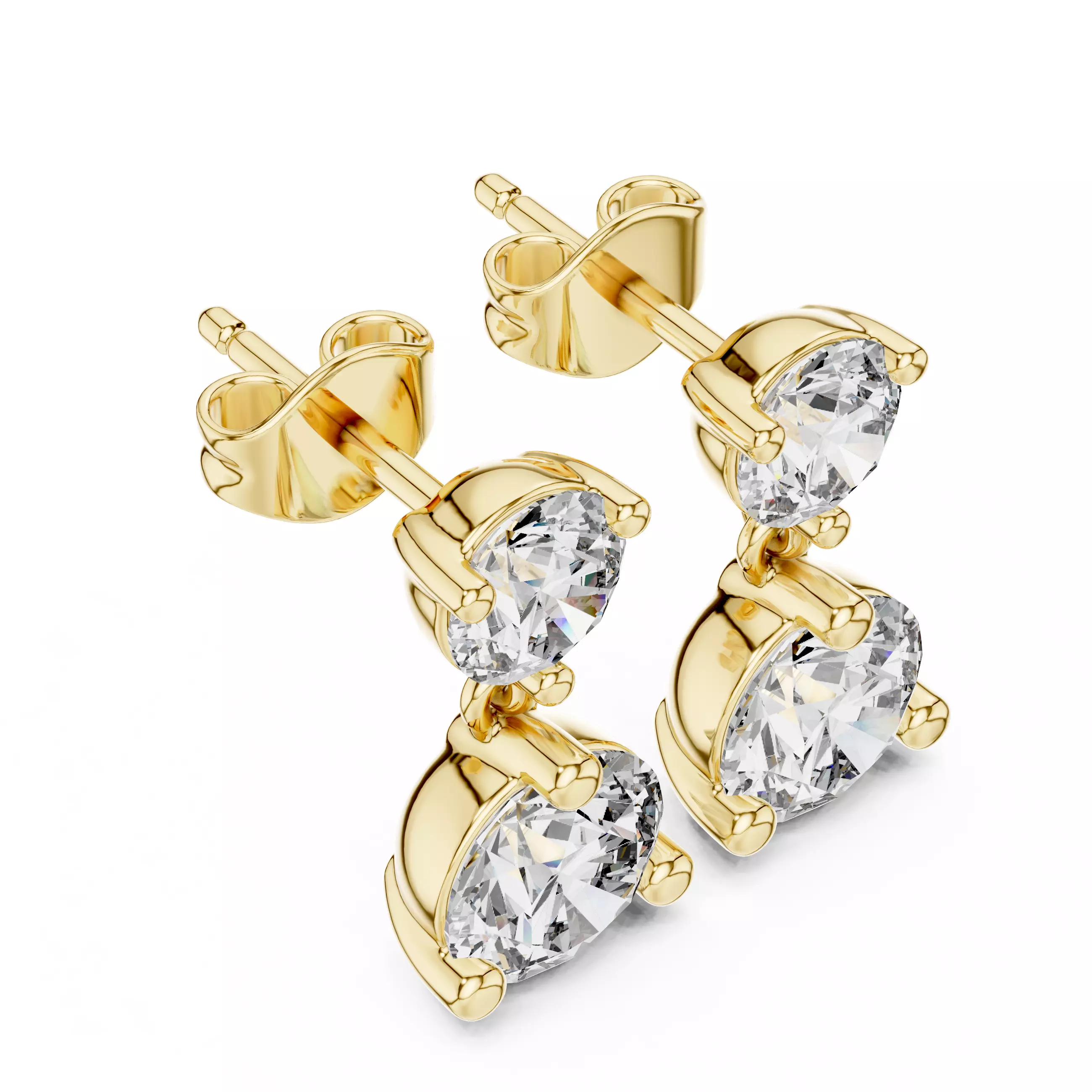 Solitaire Diamond Drops Earrings 3dm stl renders animation 3D print model_11