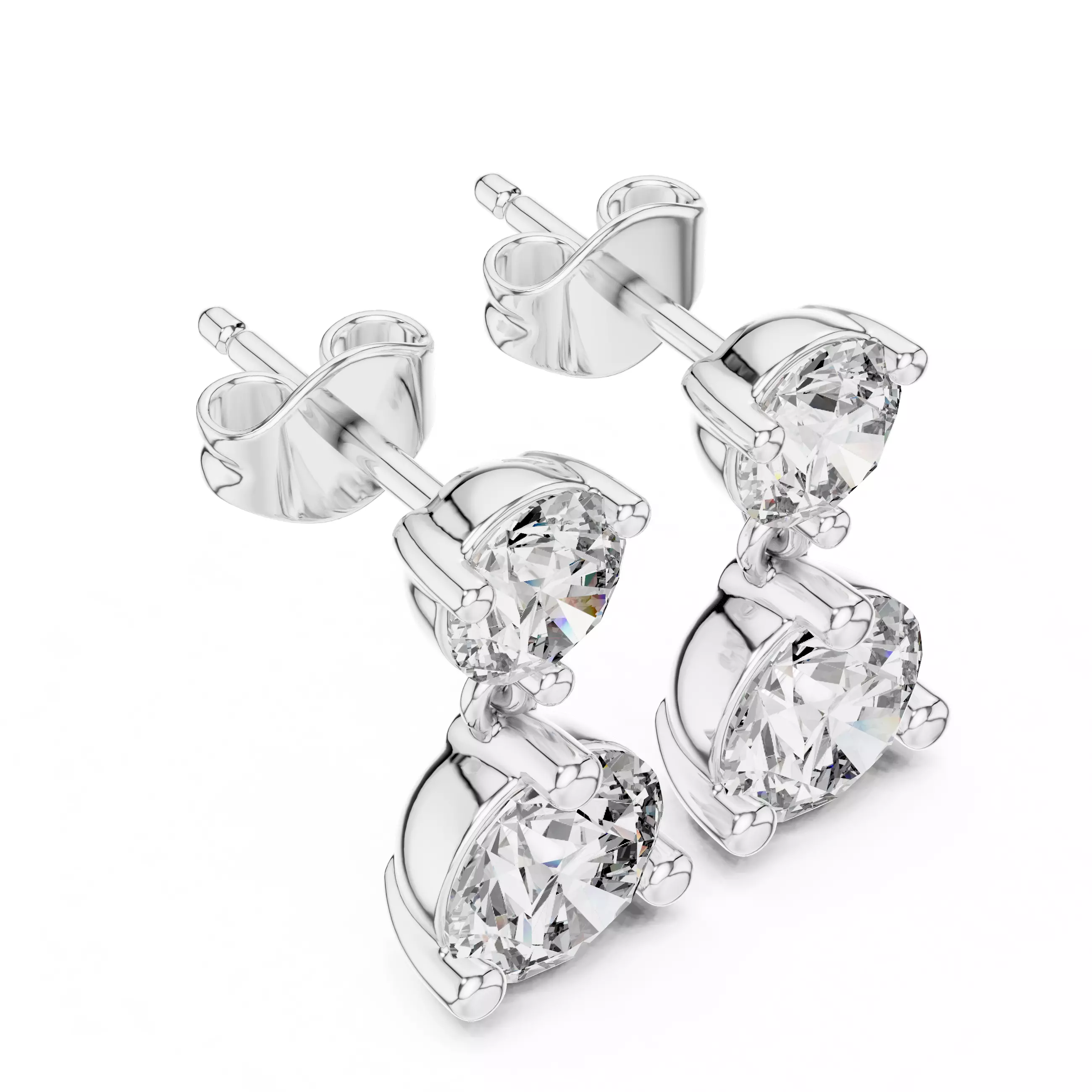 Solitaire Diamond Drops Earrings 3dm stl renders animation 3D print model_7