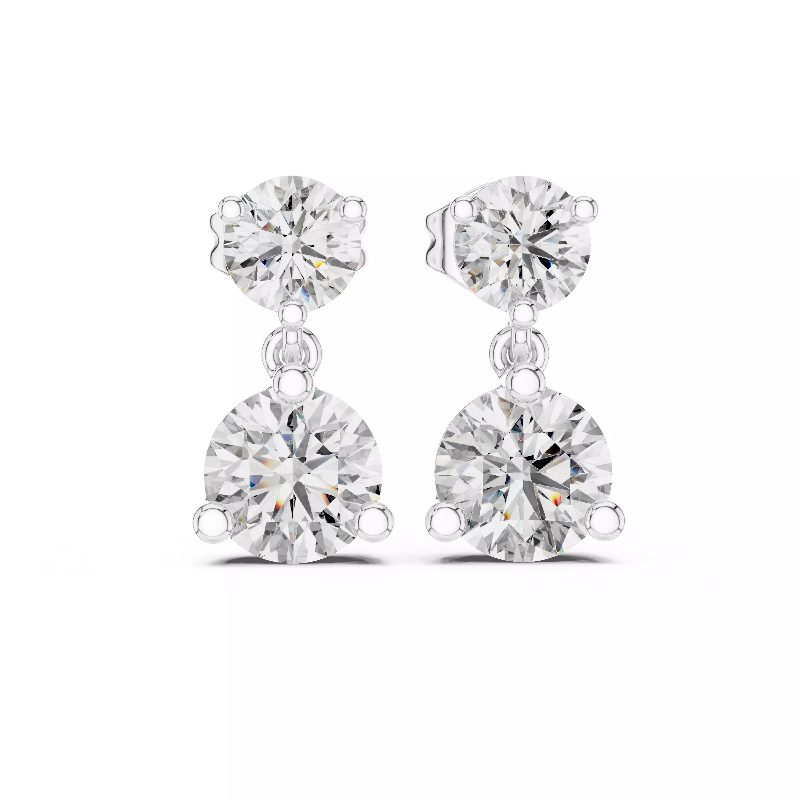 Solitaire Diamond Drops Earrings 3dm stl renders animation 3D print model_9