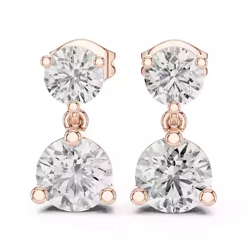 Solitaire Diamond Drops Earrings 3dm stl renders animation