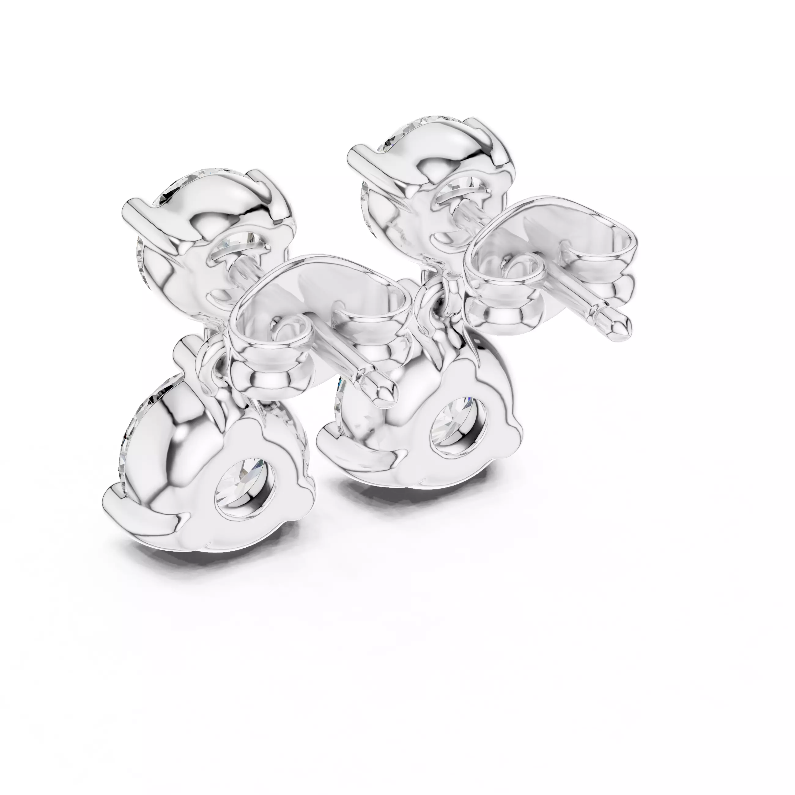 Solitaire Diamond Drops Earrings 3dm stl renders animation 3D print model_8