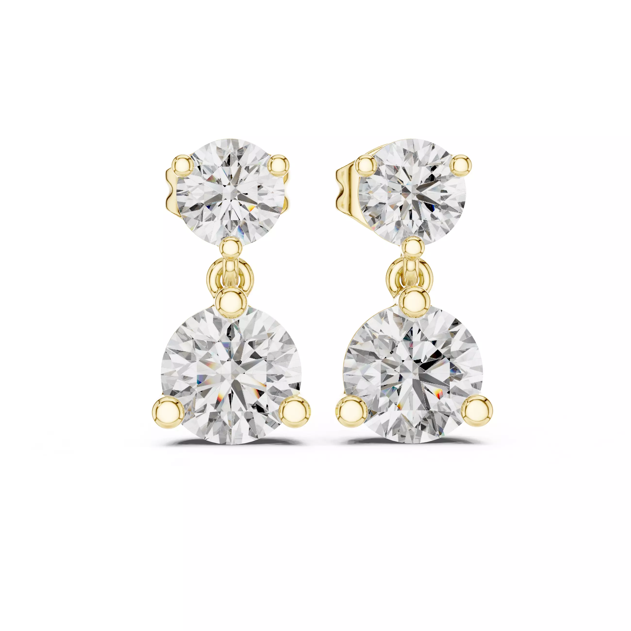 Solitaire Diamond Drops Earrings 3dm stl renders animation 3D print model_13