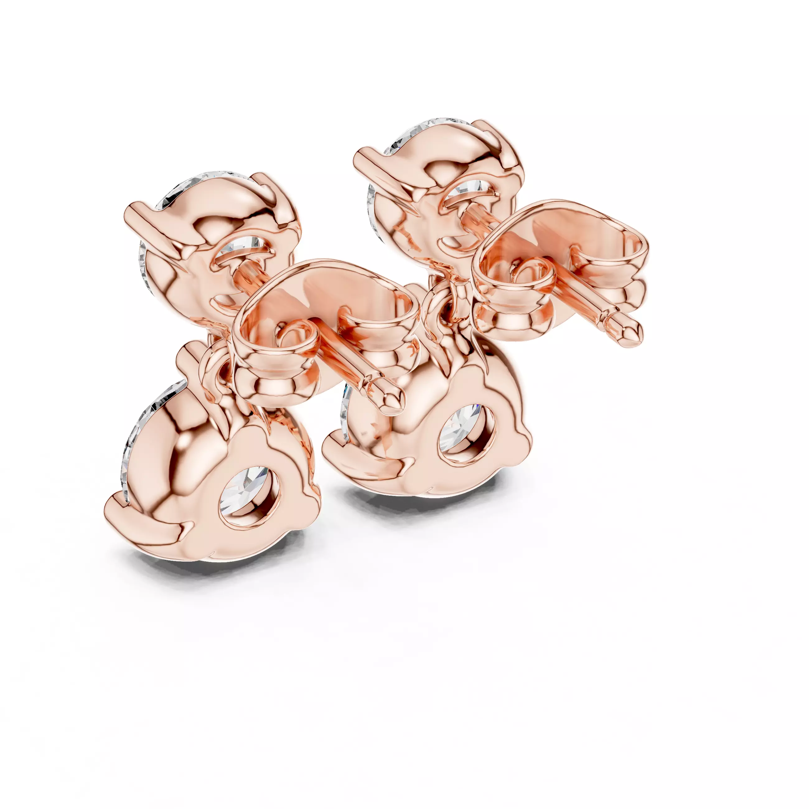 Solitaire Diamond Drops Earrings 3dm stl renders animation 3D print model_4