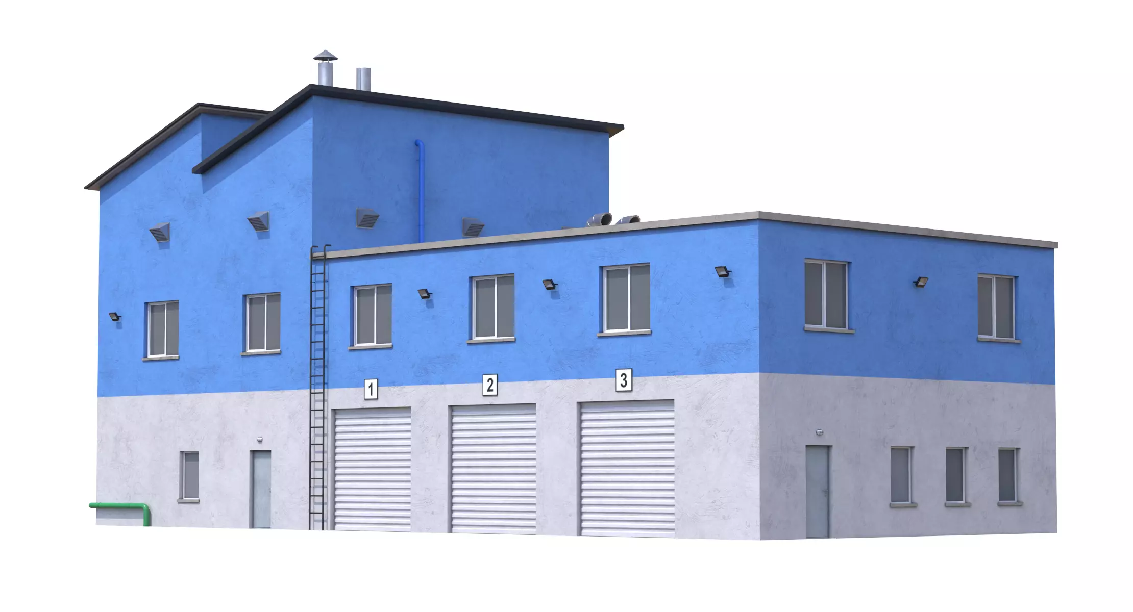 6 Blue Industrial Buildings Collection _34