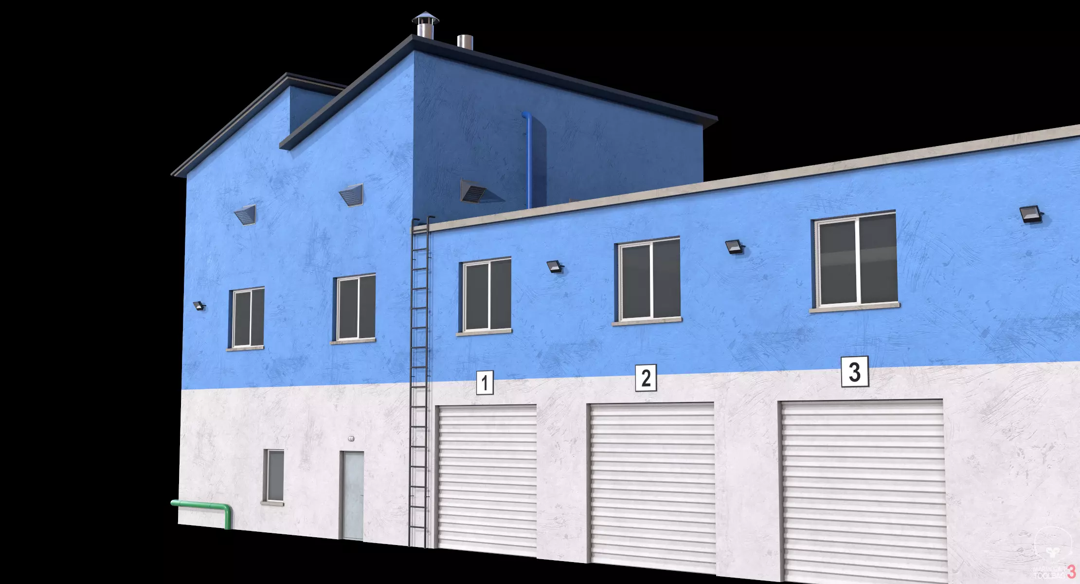6 Blue Industrial Buildings Collection _37
