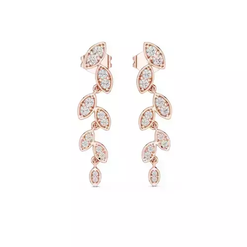 Round Cut Diamond Tree Leaf Earring 3DM STL Video