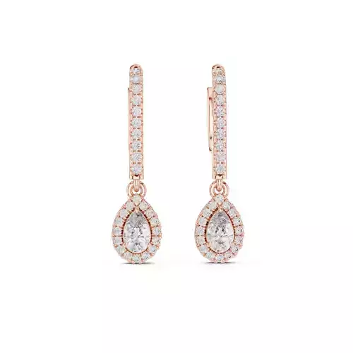 Pear and Round Cut Diamond Earring 3DM STL Video