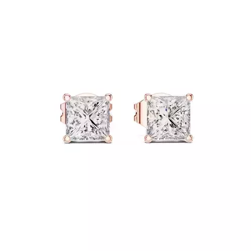Solitaire Princess Cut Diamond Stud Earring 3DM STL Video